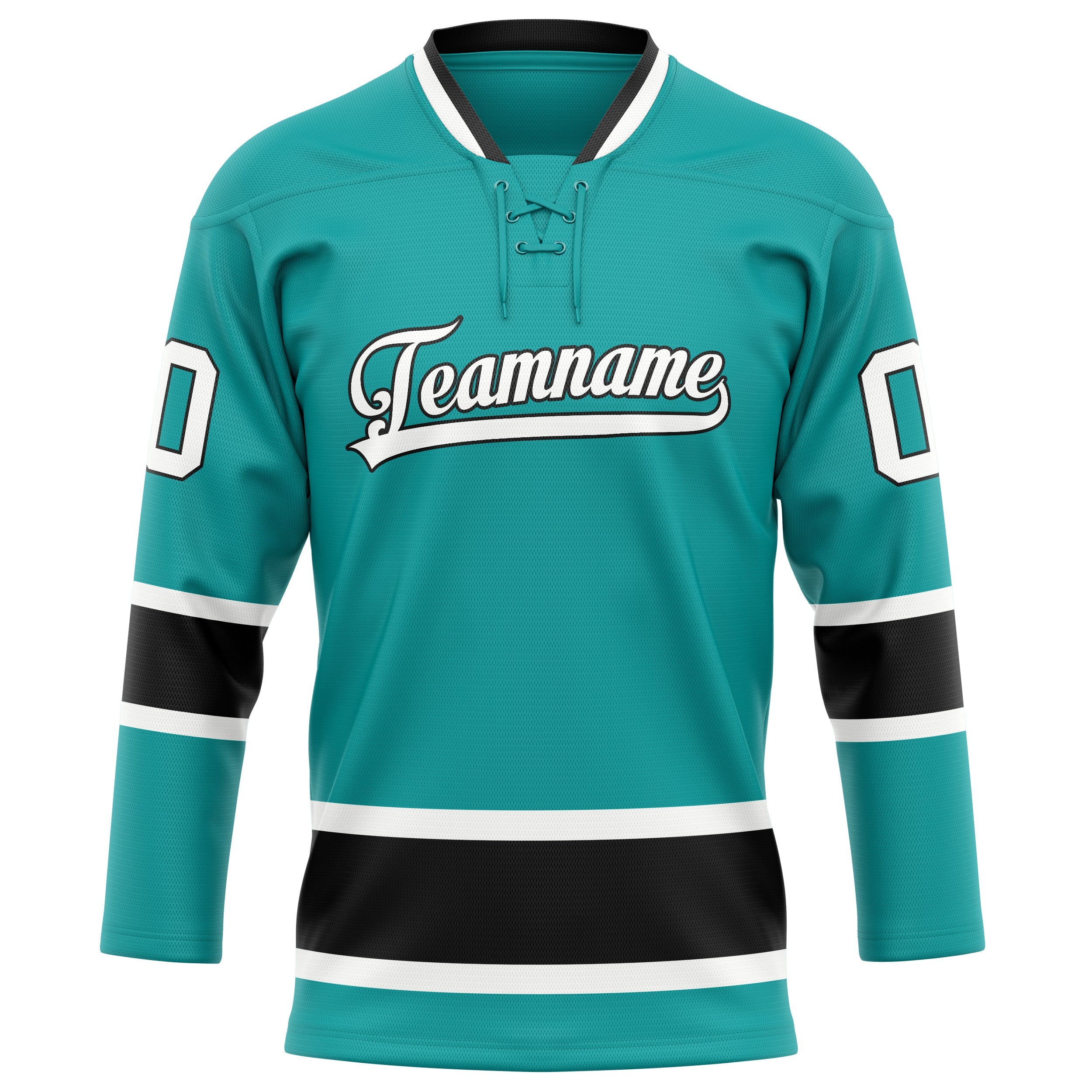 Custom Aqua Black Solid Colour Hockey Jersey