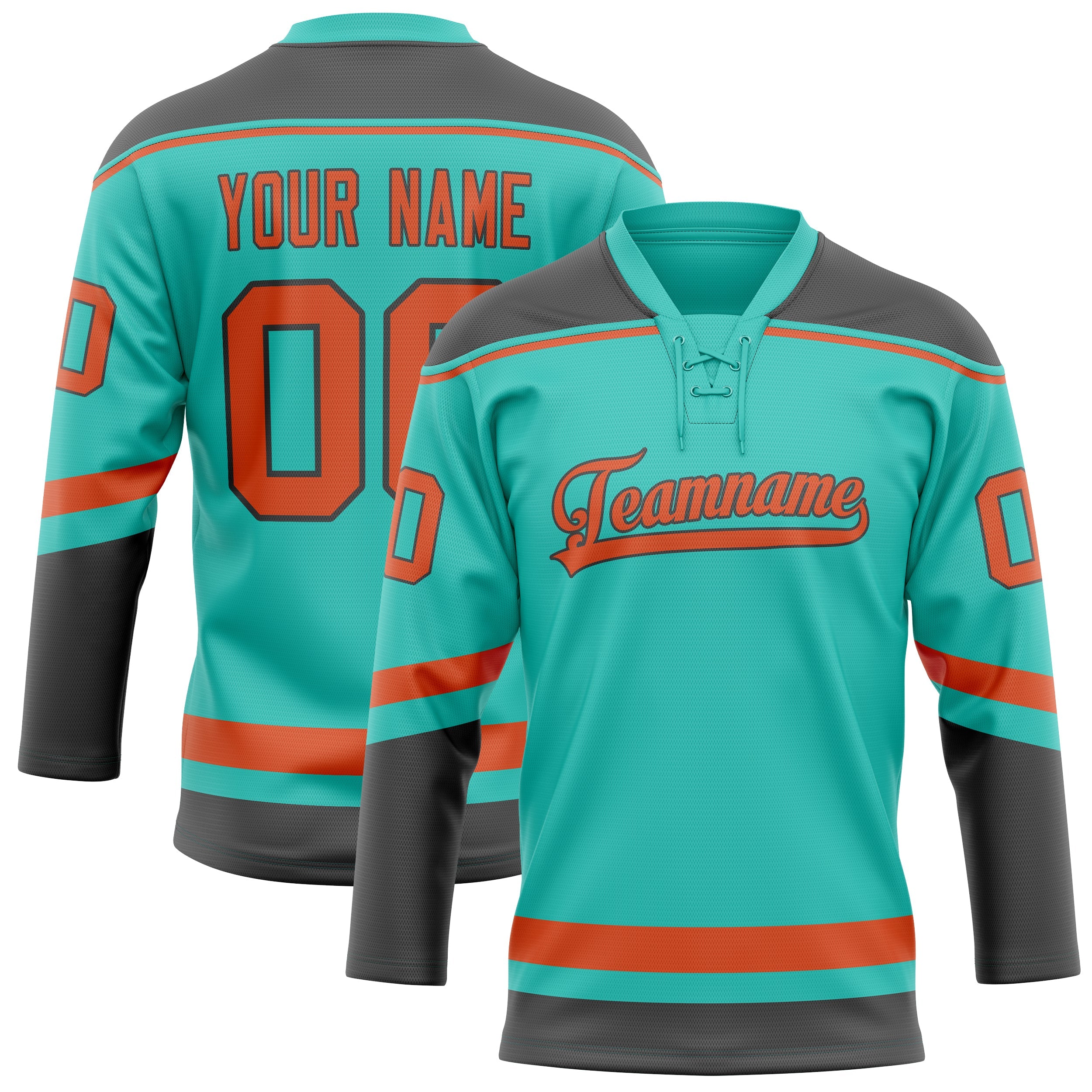 Custom Aqua Red Solid Colour Hockey Jersey
