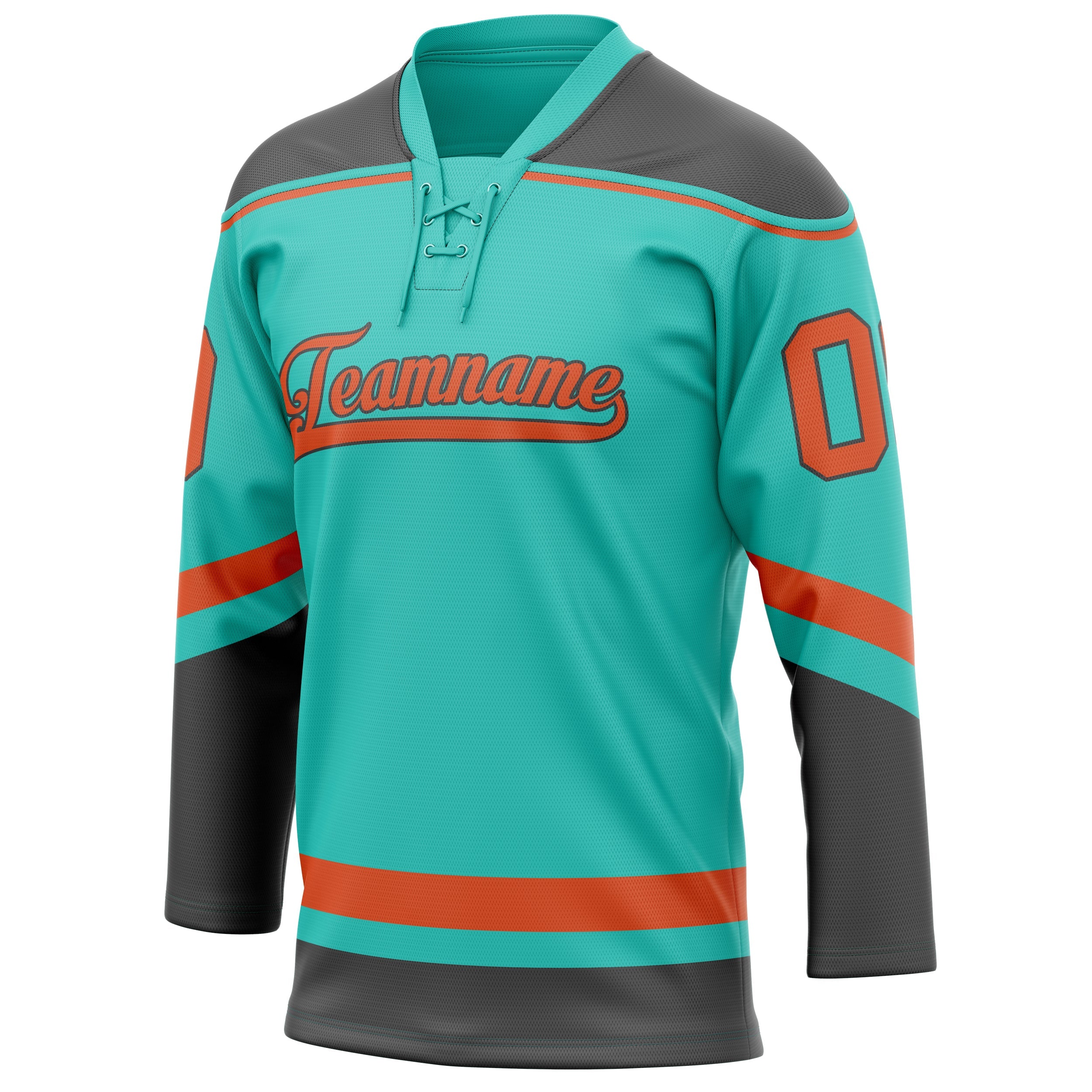 Custom Aqua Red Solid Colour Hockey Jersey