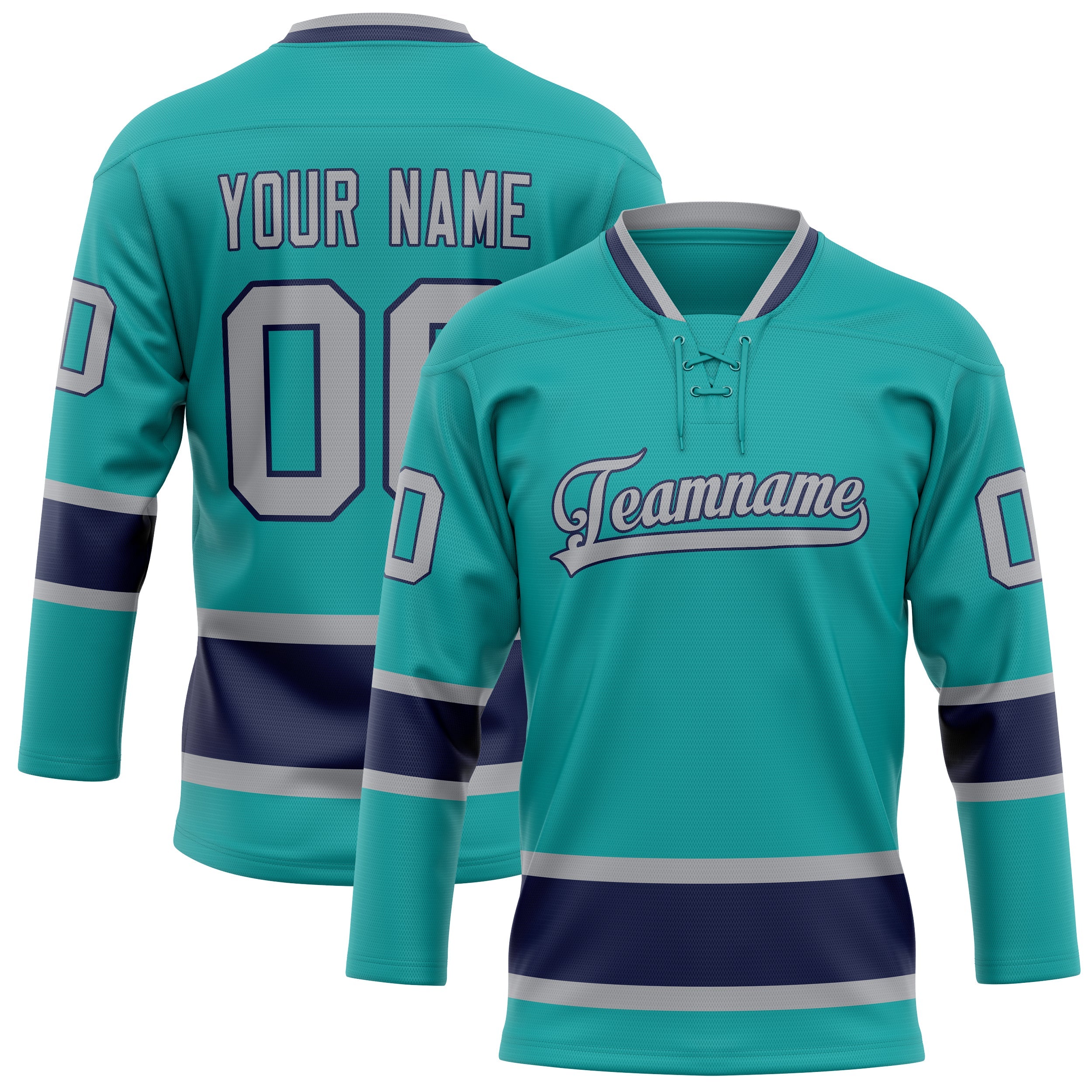 Custom Aqua Navy Solid Colour Hockey Jersey