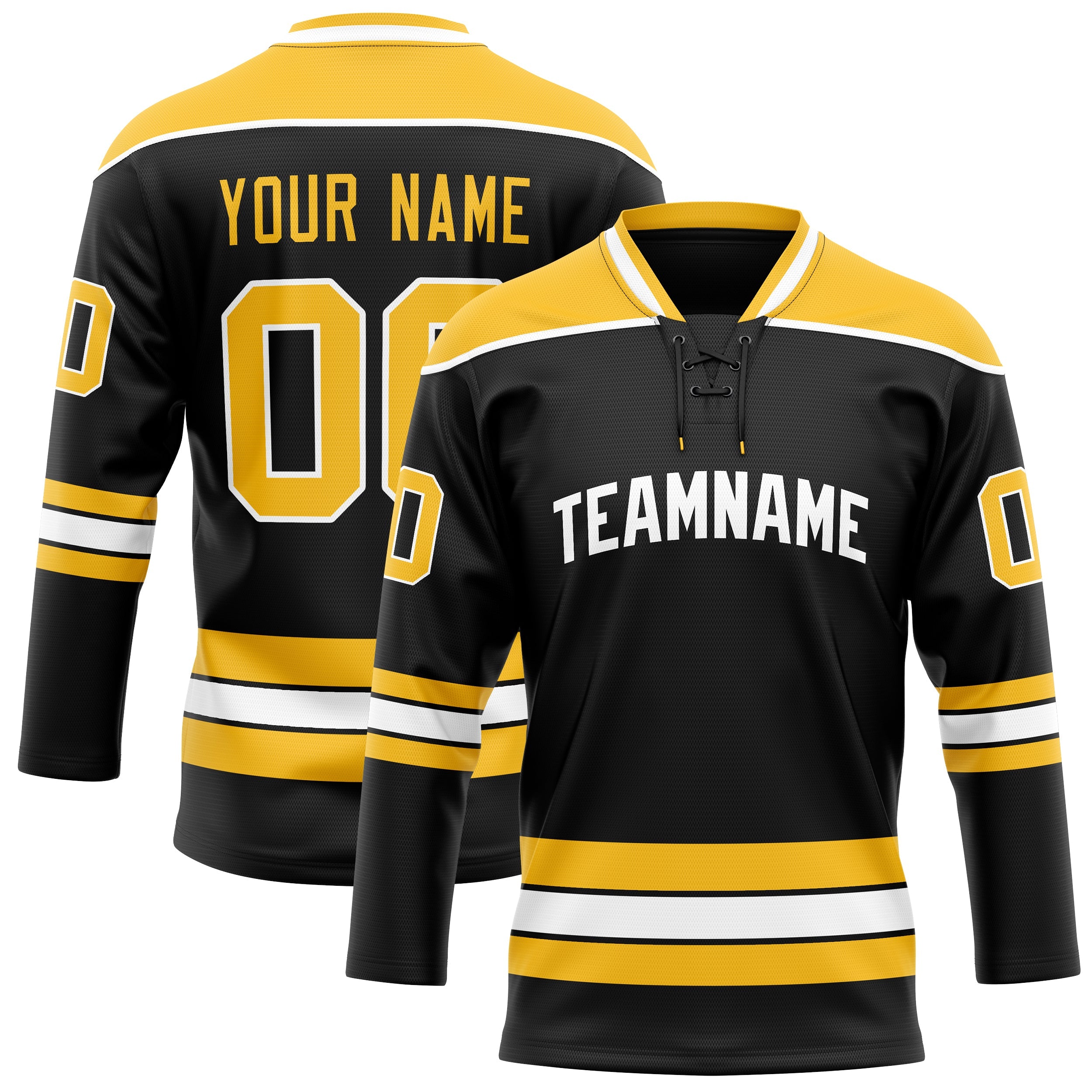 Custom Black Gold Solid Colour Hockey Jersey