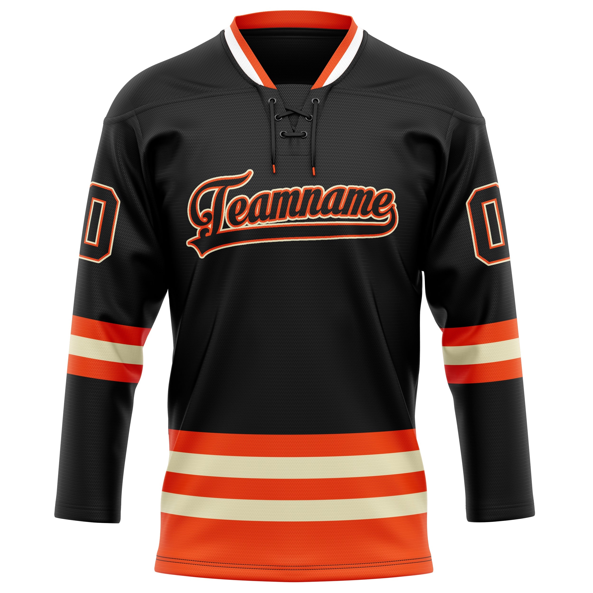Custom Black Orange Solid Colour Hockey Jersey