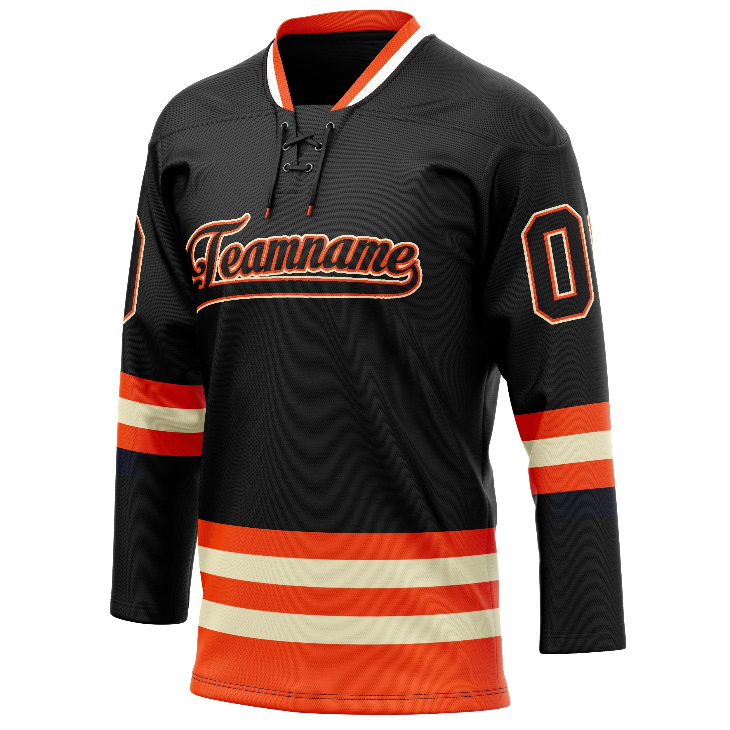 Custom Black Orange Solid Colour Hockey Jersey