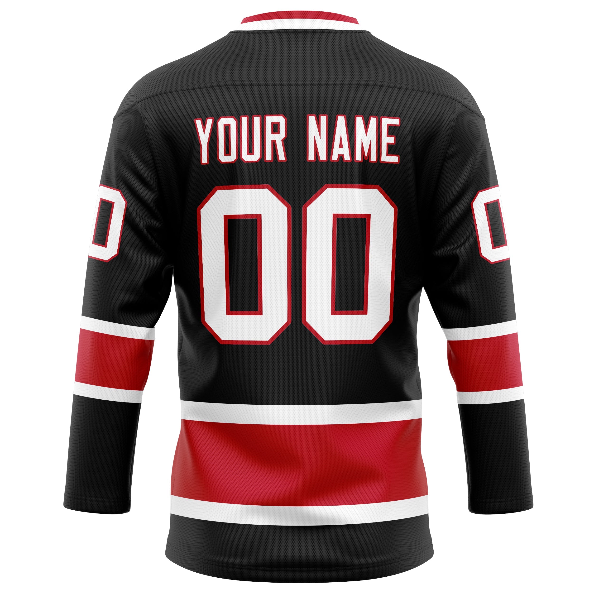 Custom Black Red Solid Colour Hockey Jersey