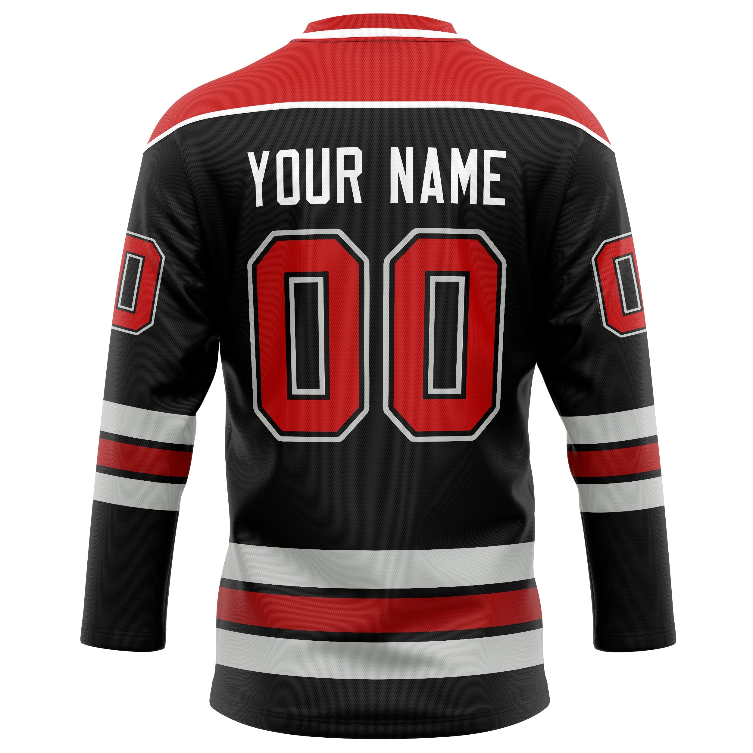 Custom Black Red Solid Colour Hockey Jersey