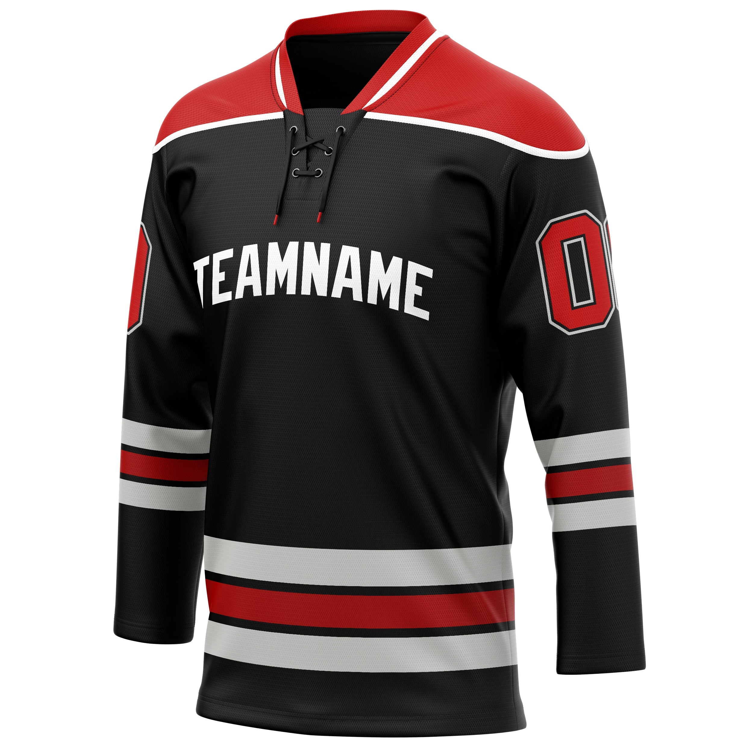 Custom Black Red Solid Colour Hockey Jersey