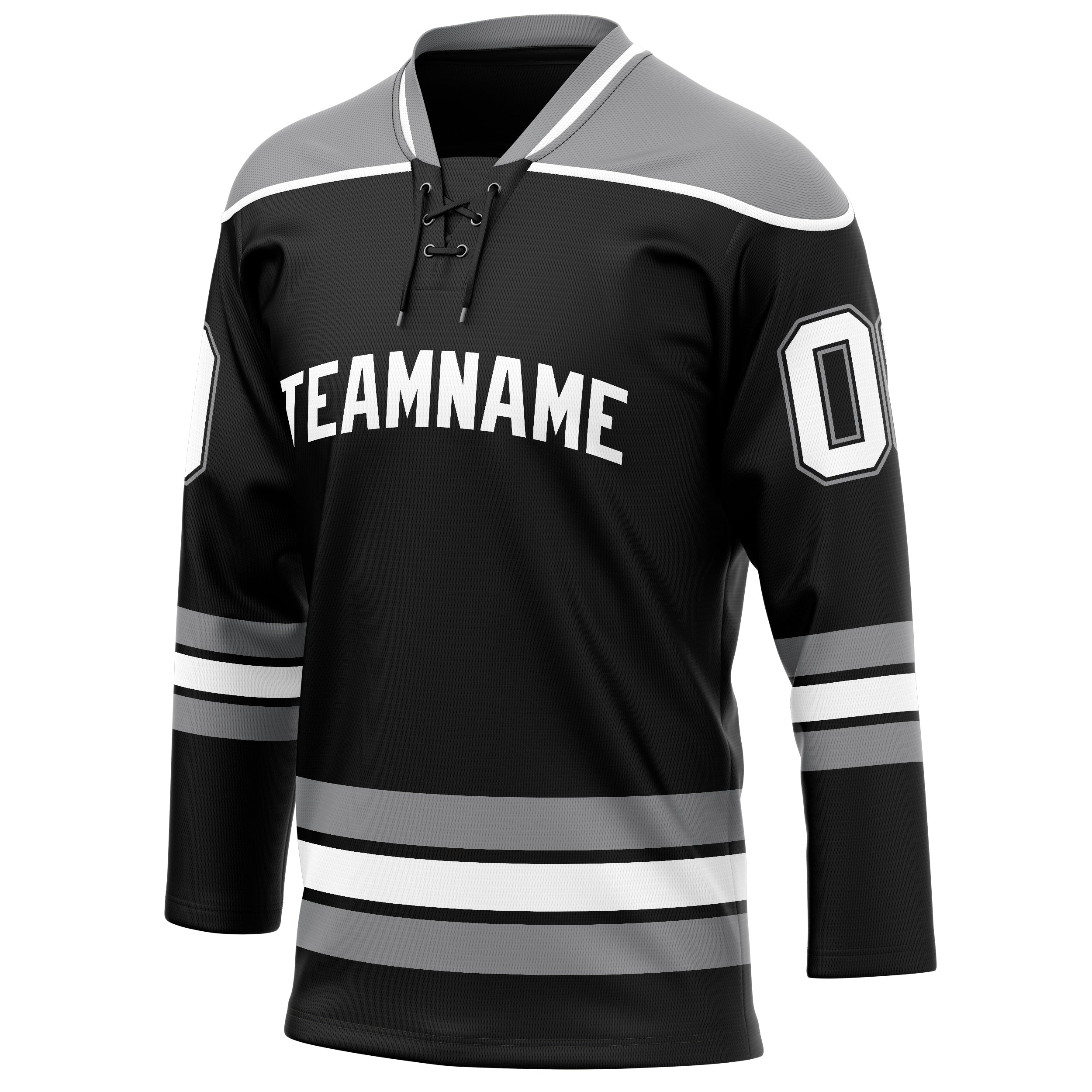 Custom Black Gray Solid Colour Hockey Jersey
