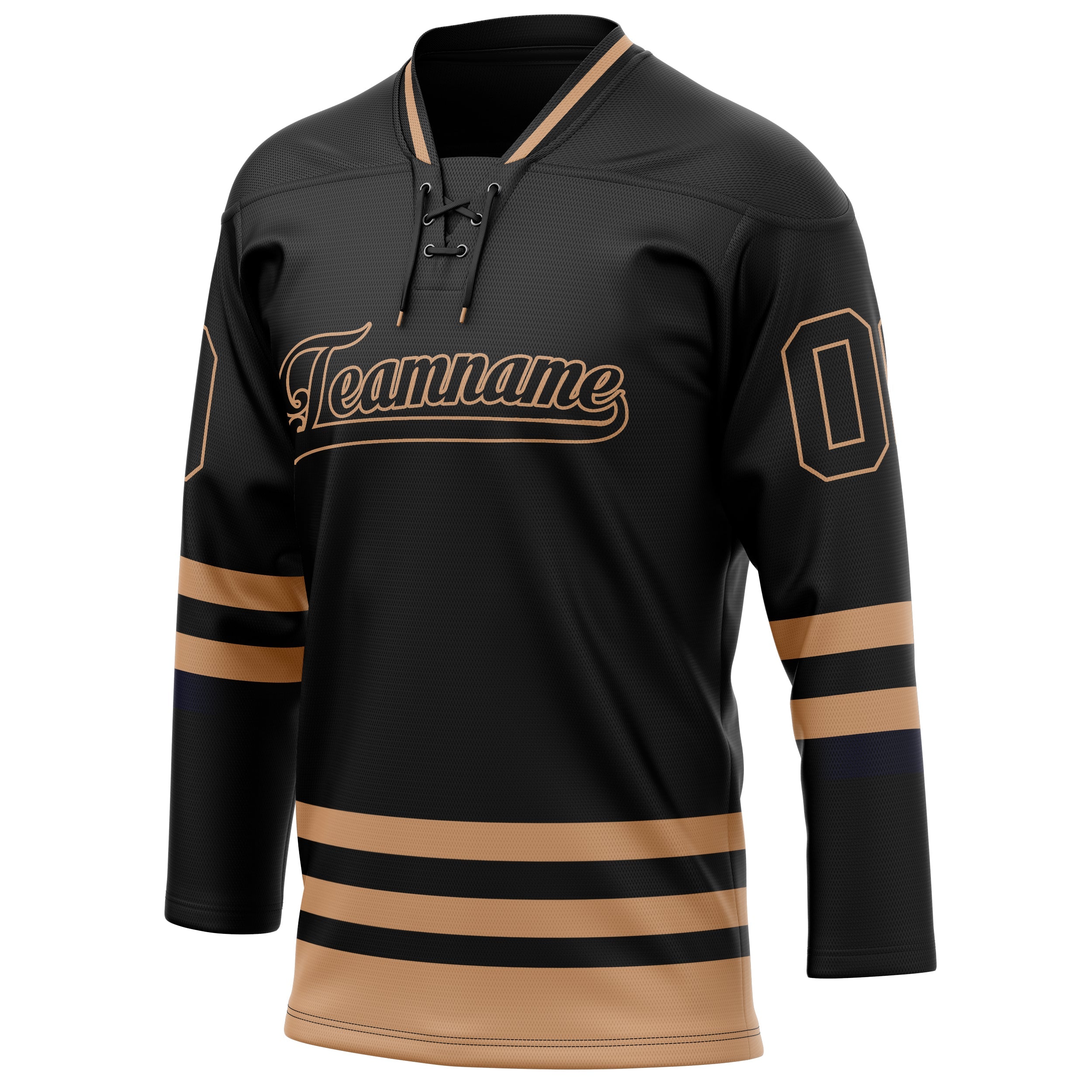 Custom Black Old Gold Solid Colour Hockey Jersey