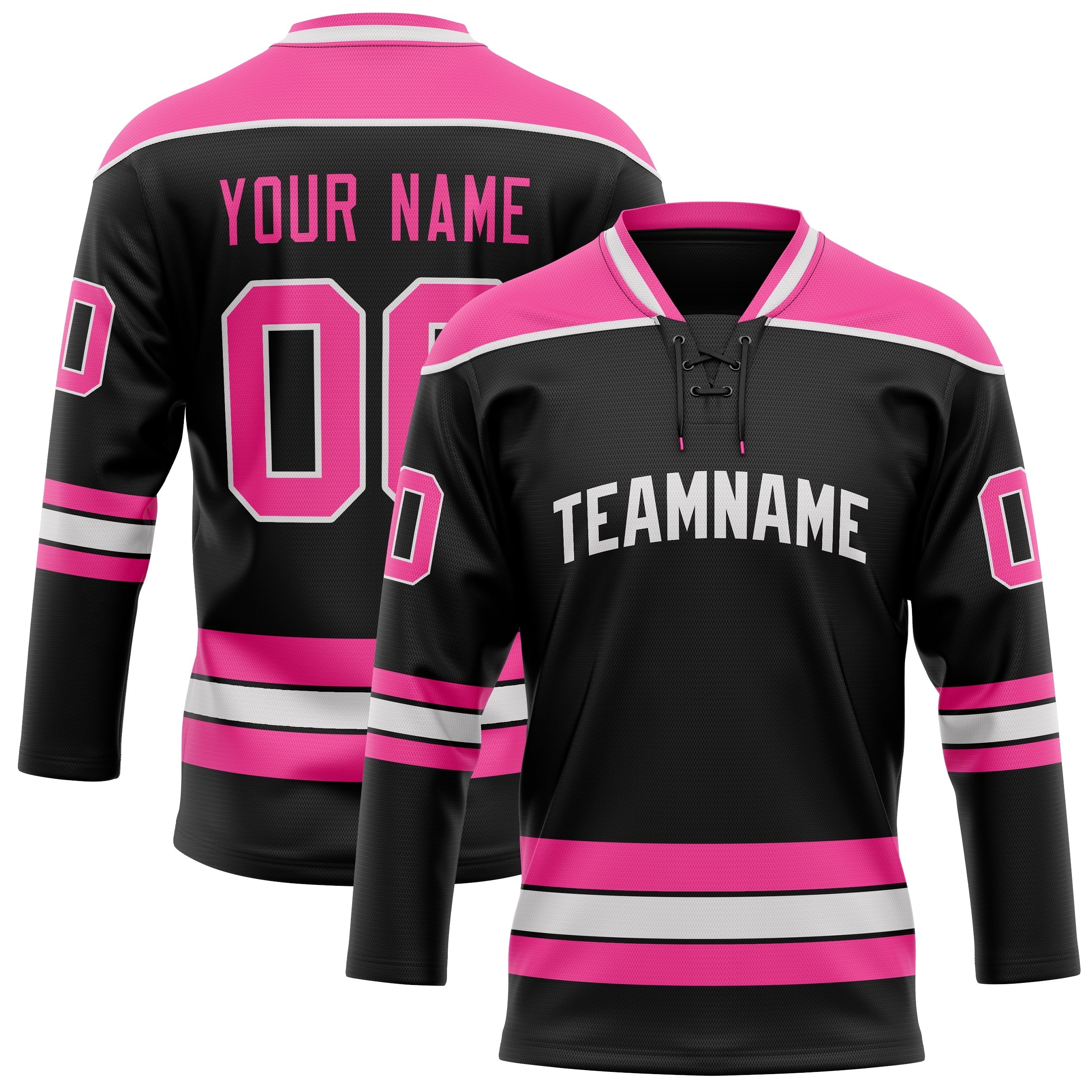 Custom Black Pink Solid Colour Hockey Jersey