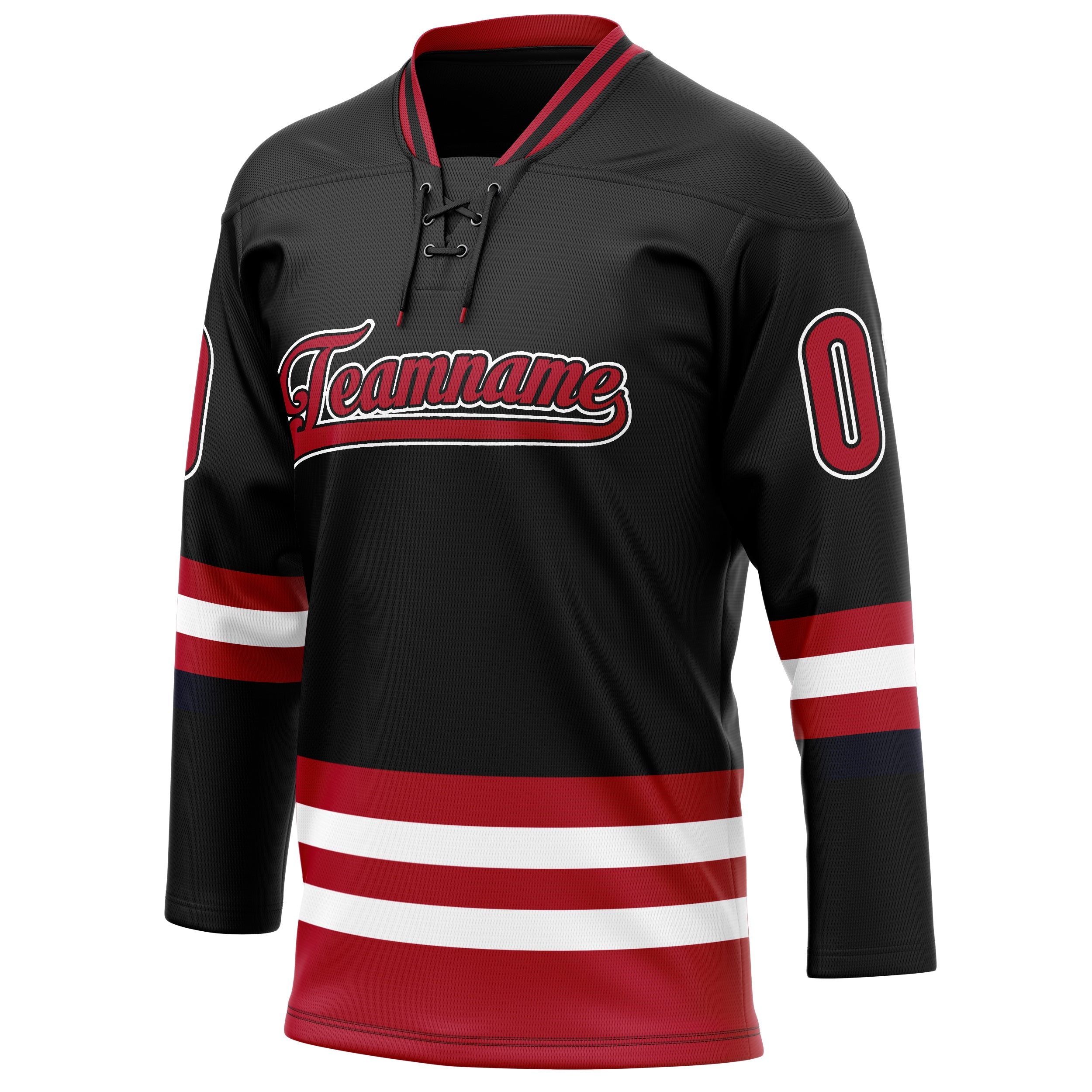 Custom Black Red Solid Colour Hockey Jersey