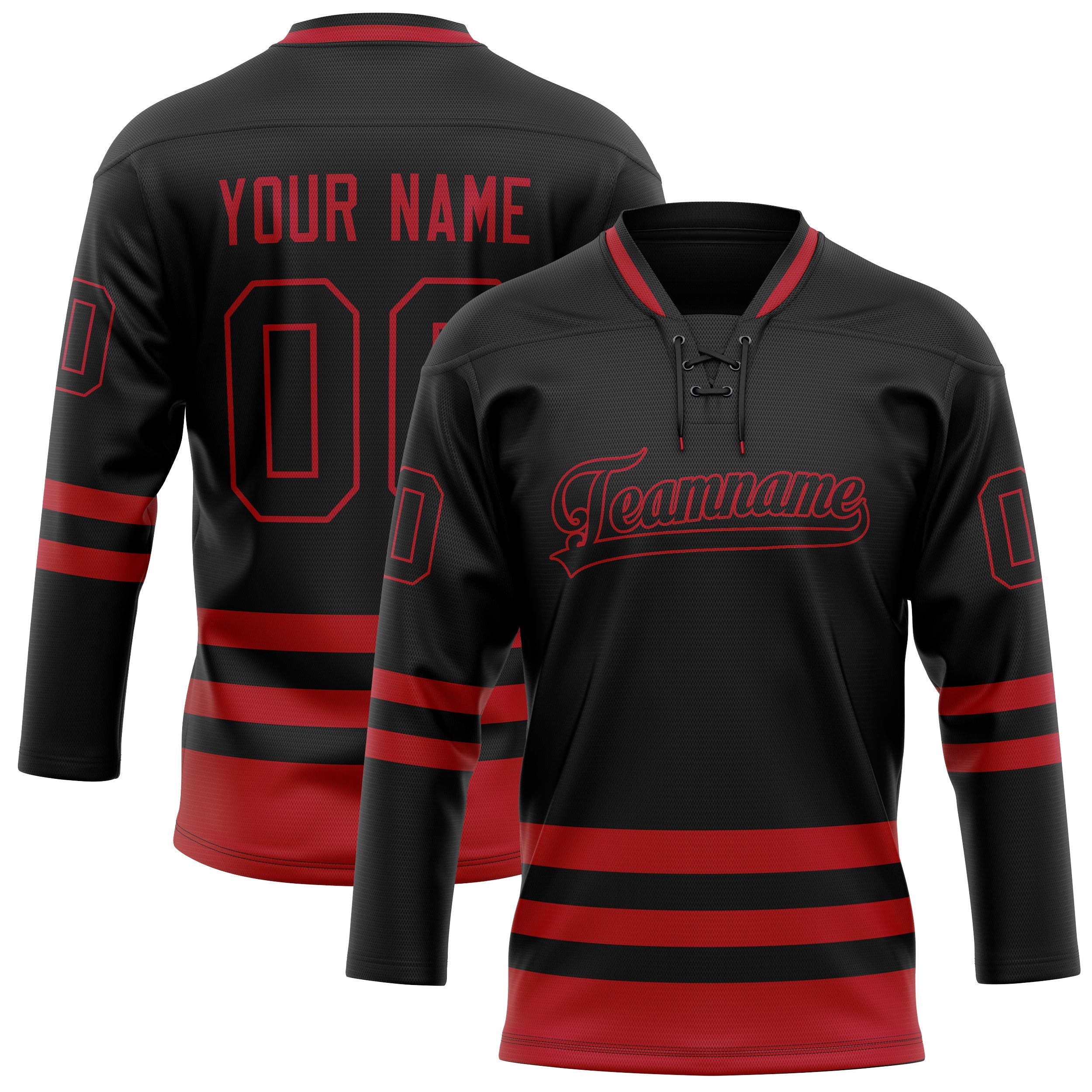 Custom Black Crimson Solid Colour Hockey Jersey
