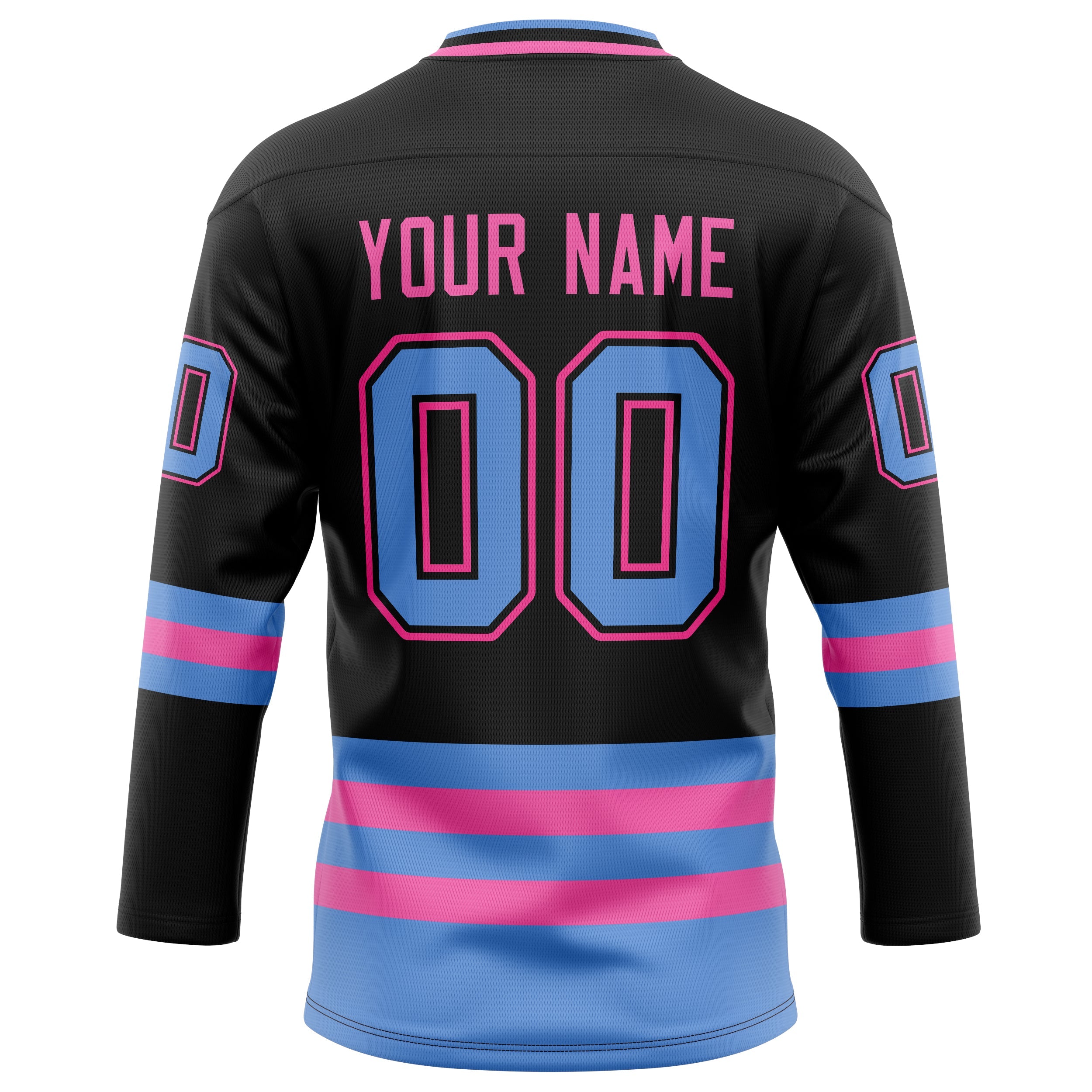 Custom Black Light Blue Solid Colour Hockey Jersey