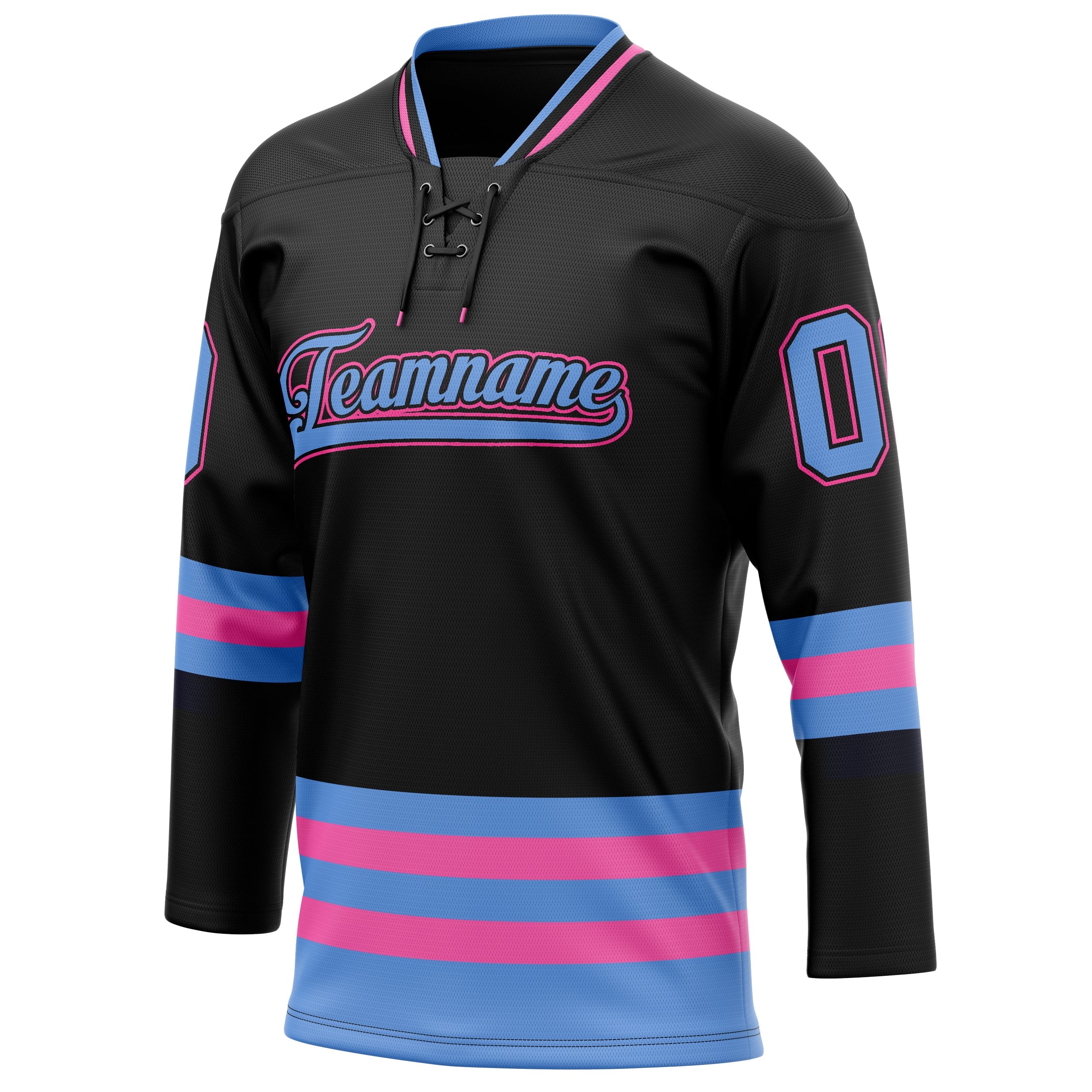 Custom Black Light Blue Solid Colour Hockey Jersey