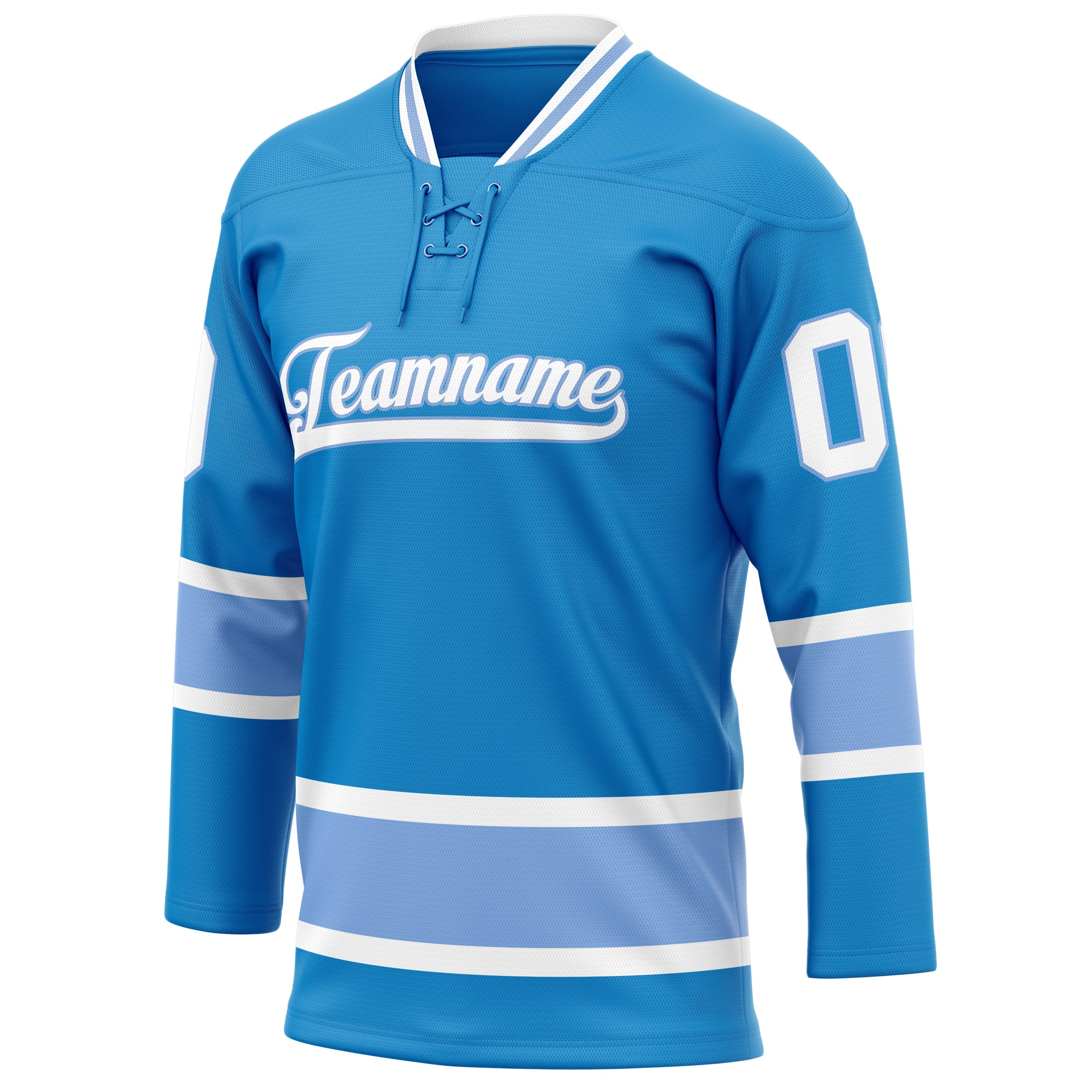 Custom Blue Light Blue Solid Colour Hockey Jersey