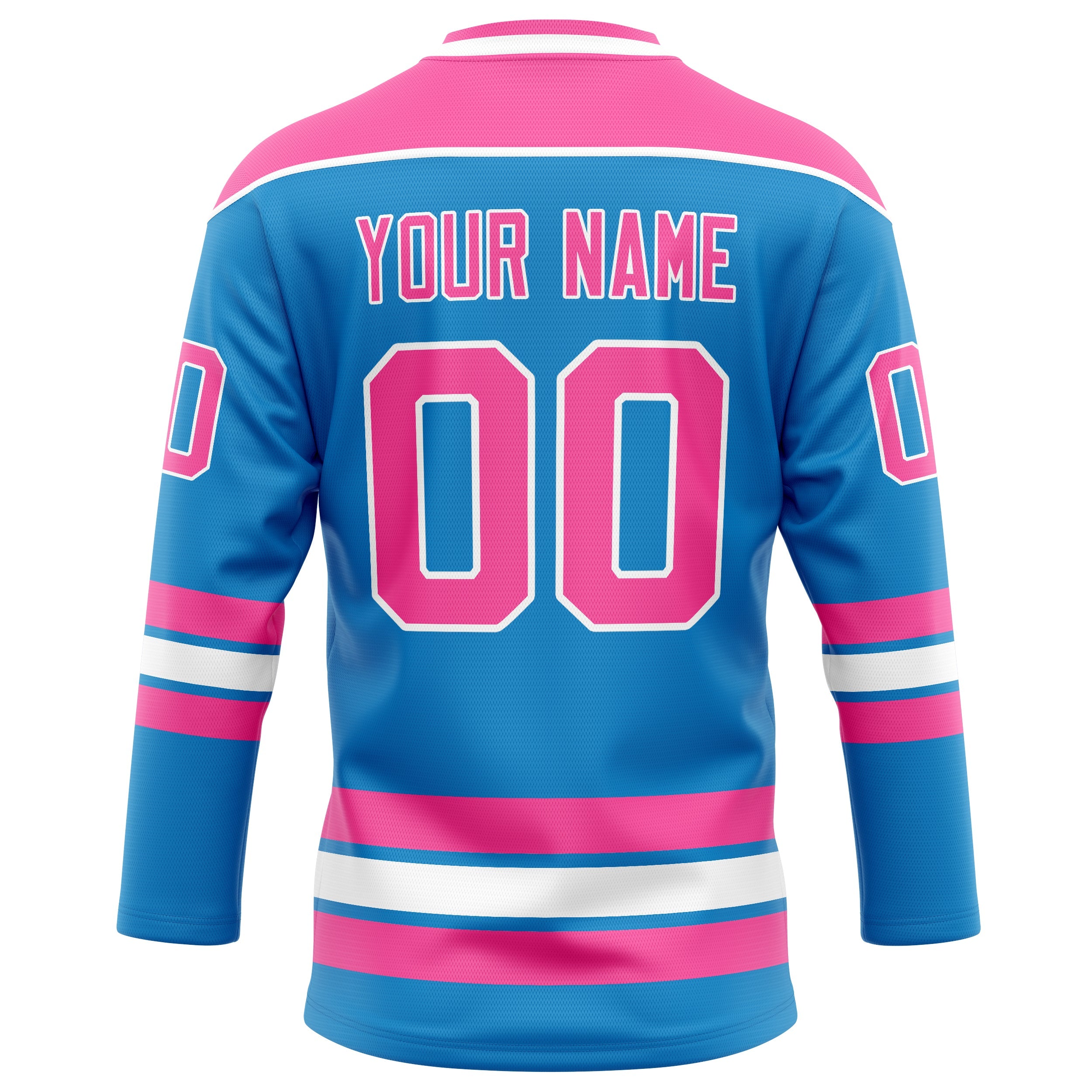 Custom Blue Pink Solid Colour Hockey Jersey