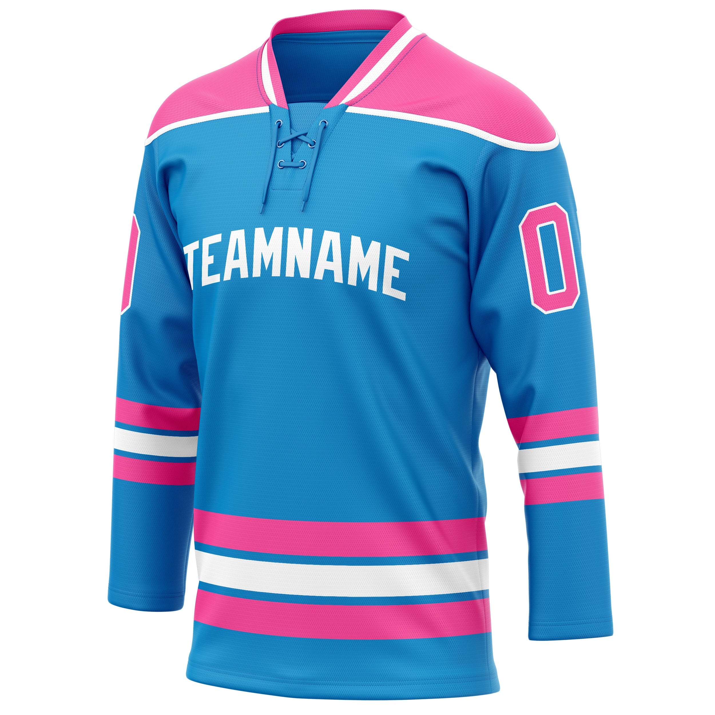 Custom Blue Pink Solid Colour Hockey Jersey