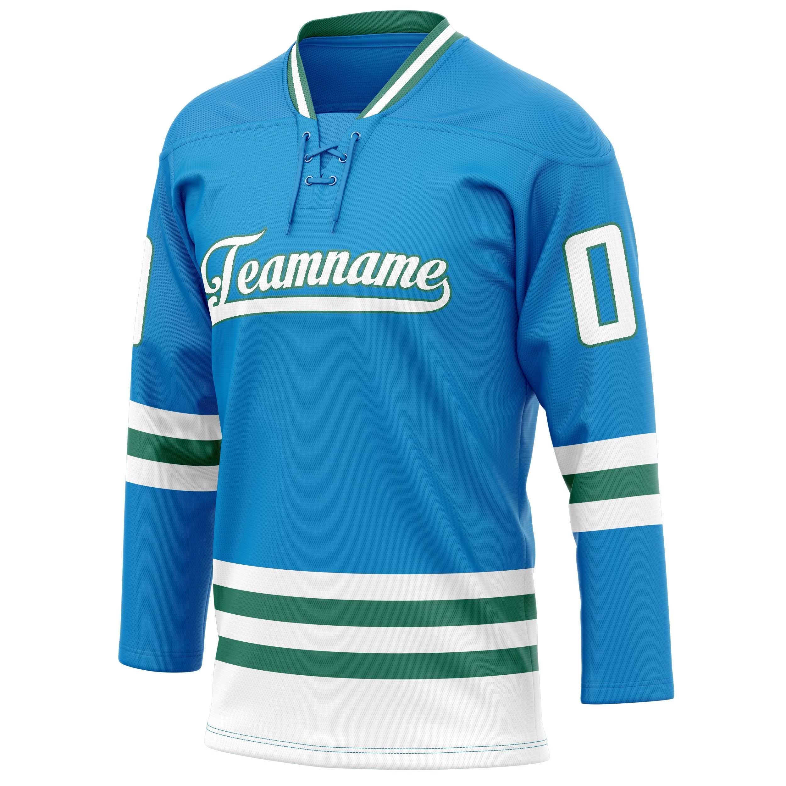 Custom Blue Kelly Green Solid Colour Hockey Jersey