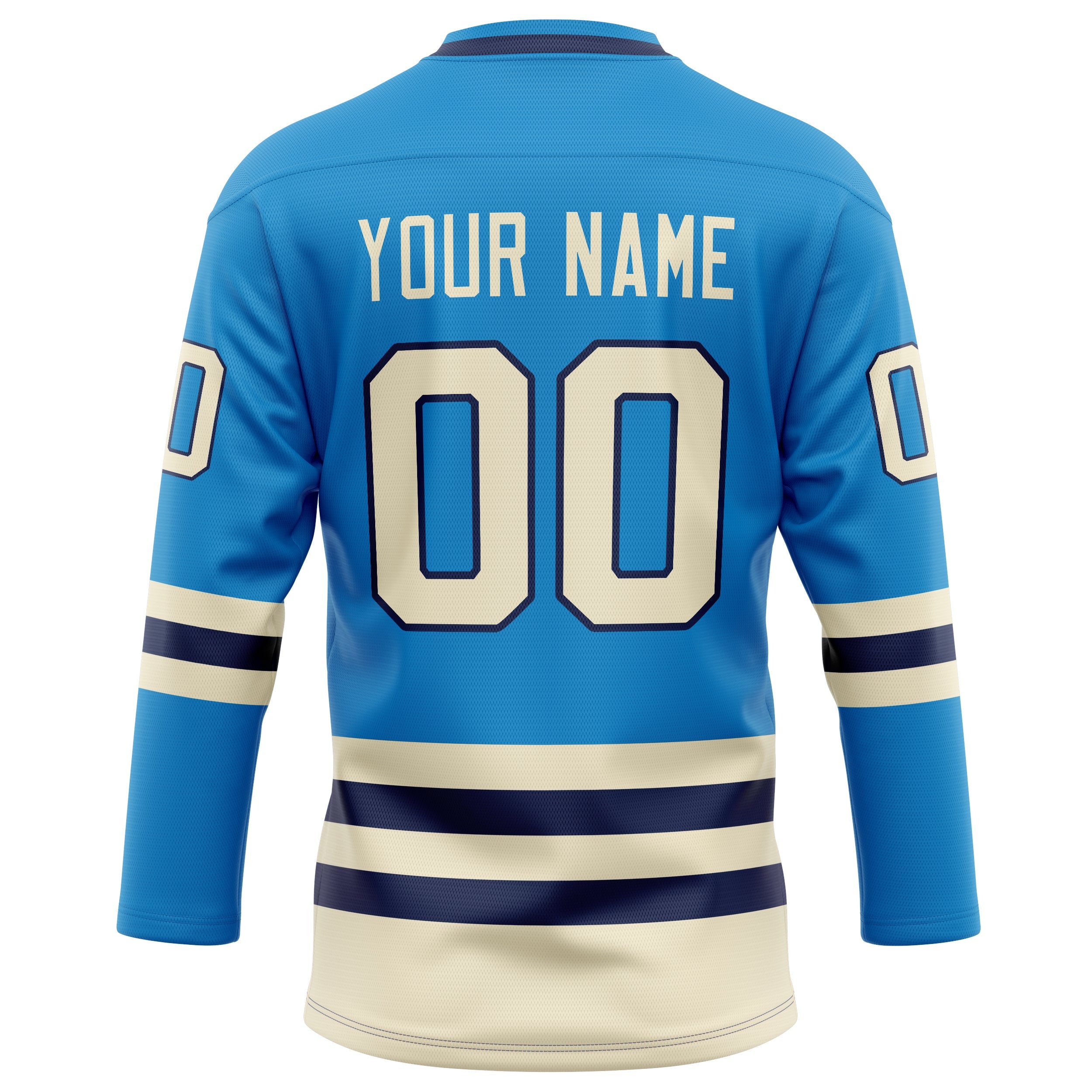 Custom Blue Cream Solid Colour Hockey Jersey