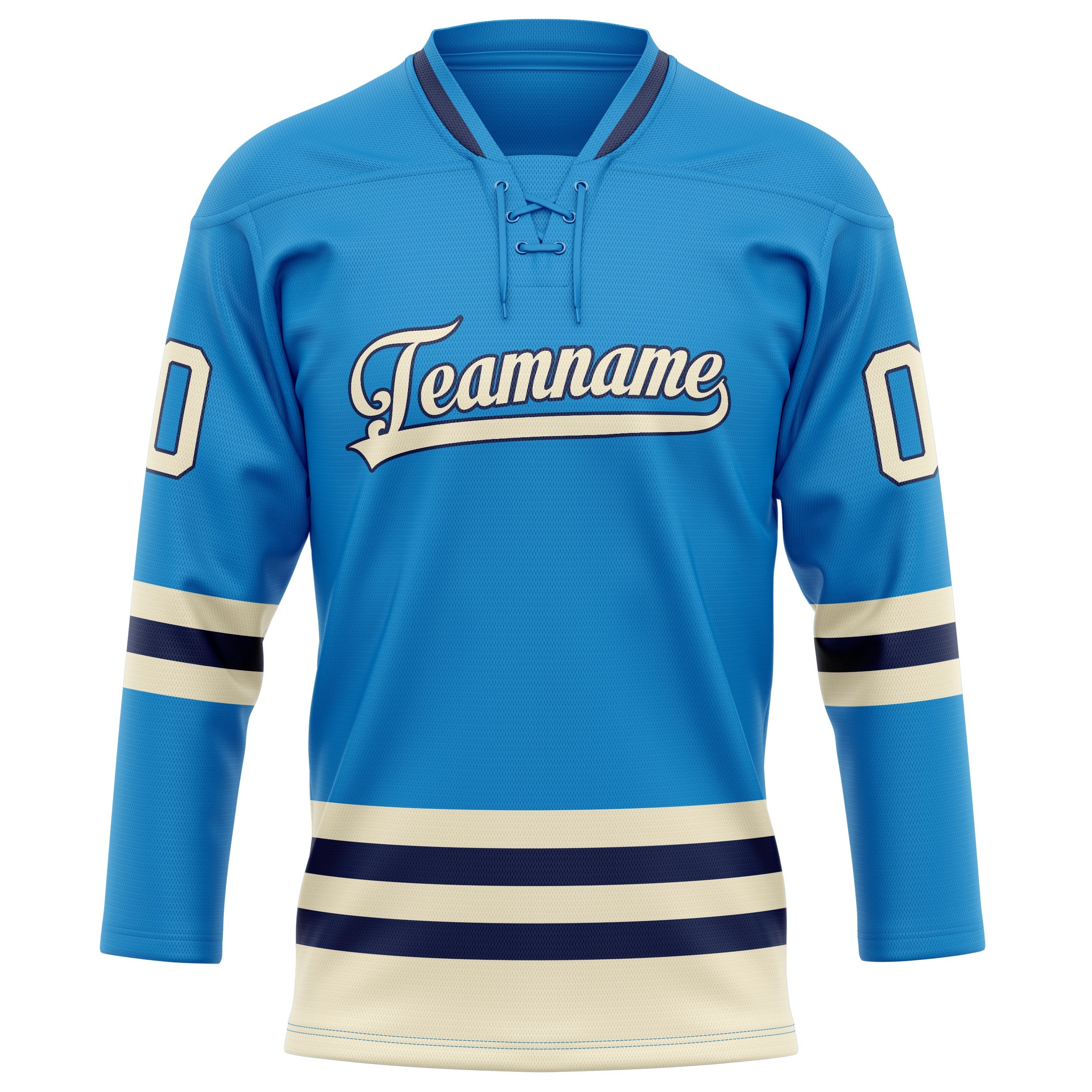 Custom Blue Cream Solid Colour Hockey Jersey