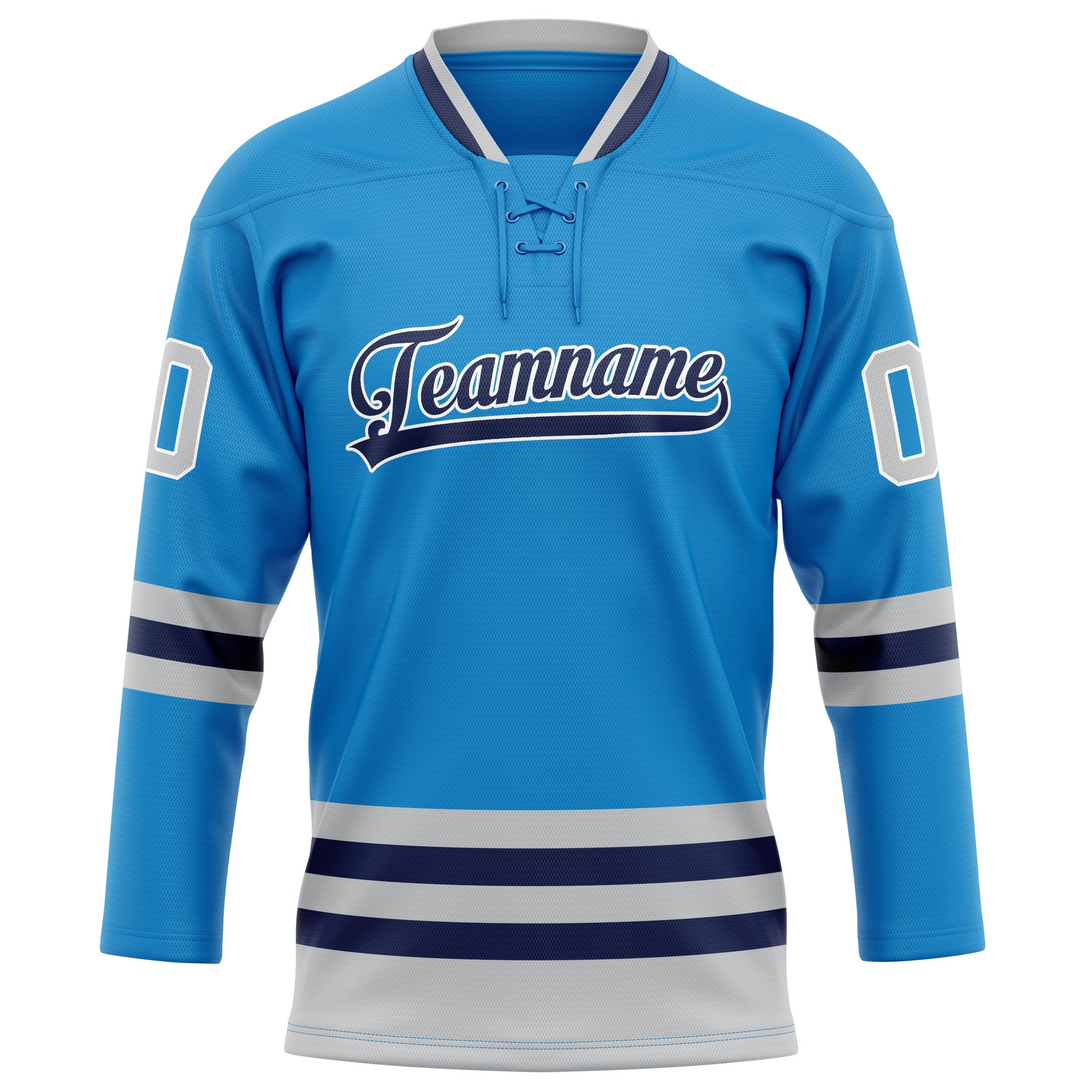 Custom Blue Gray Solid Colour Hockey Jersey