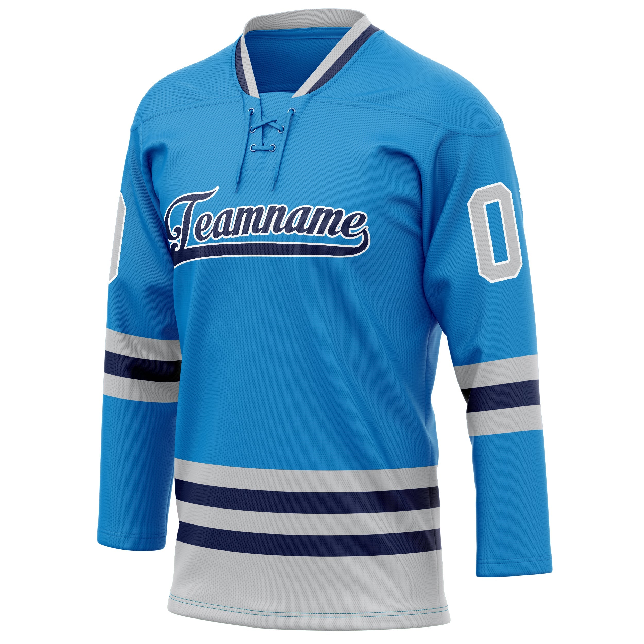 Custom Blue Gray Solid Colour Hockey Jersey