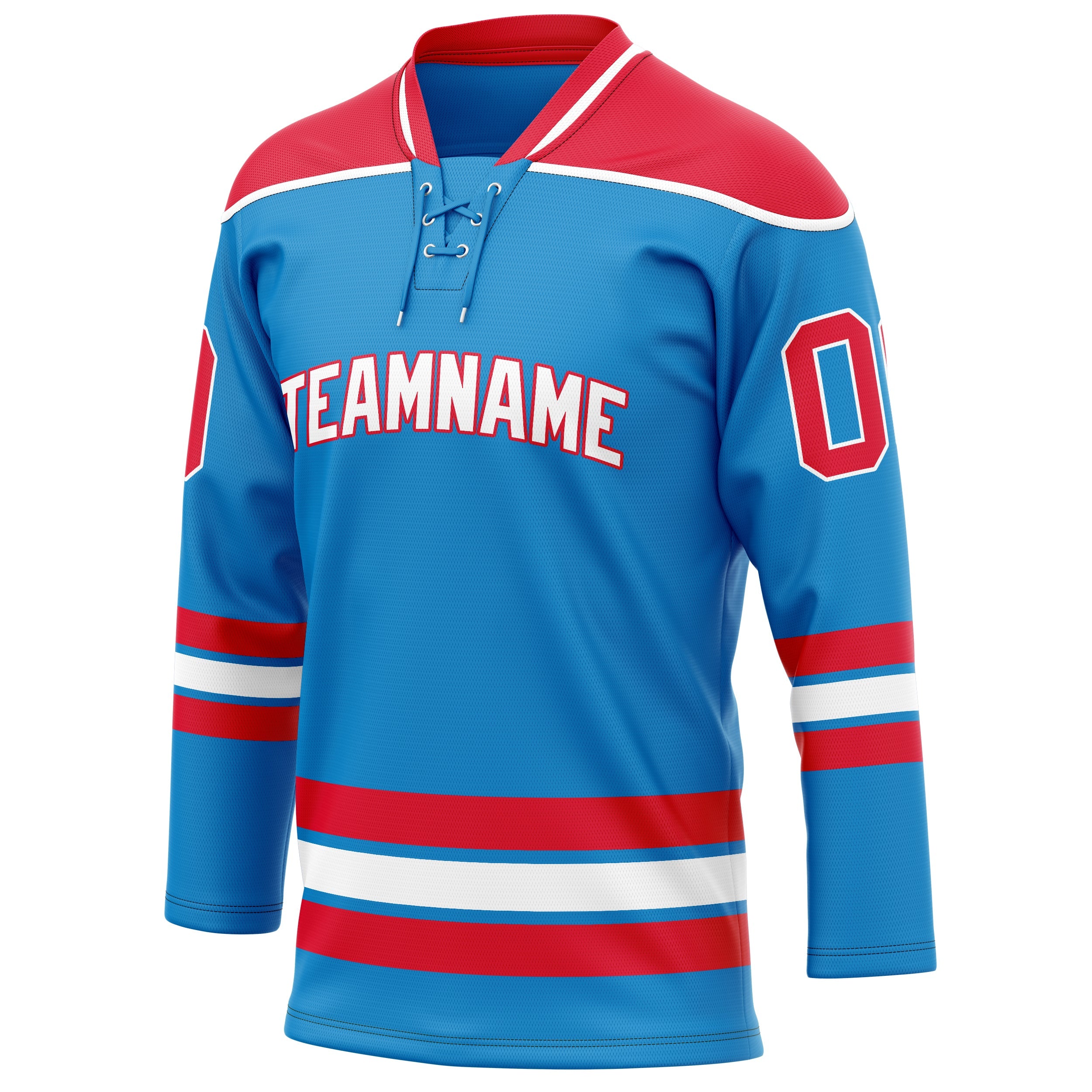 Custom Blue Red Solid Colour Hockey Jersey