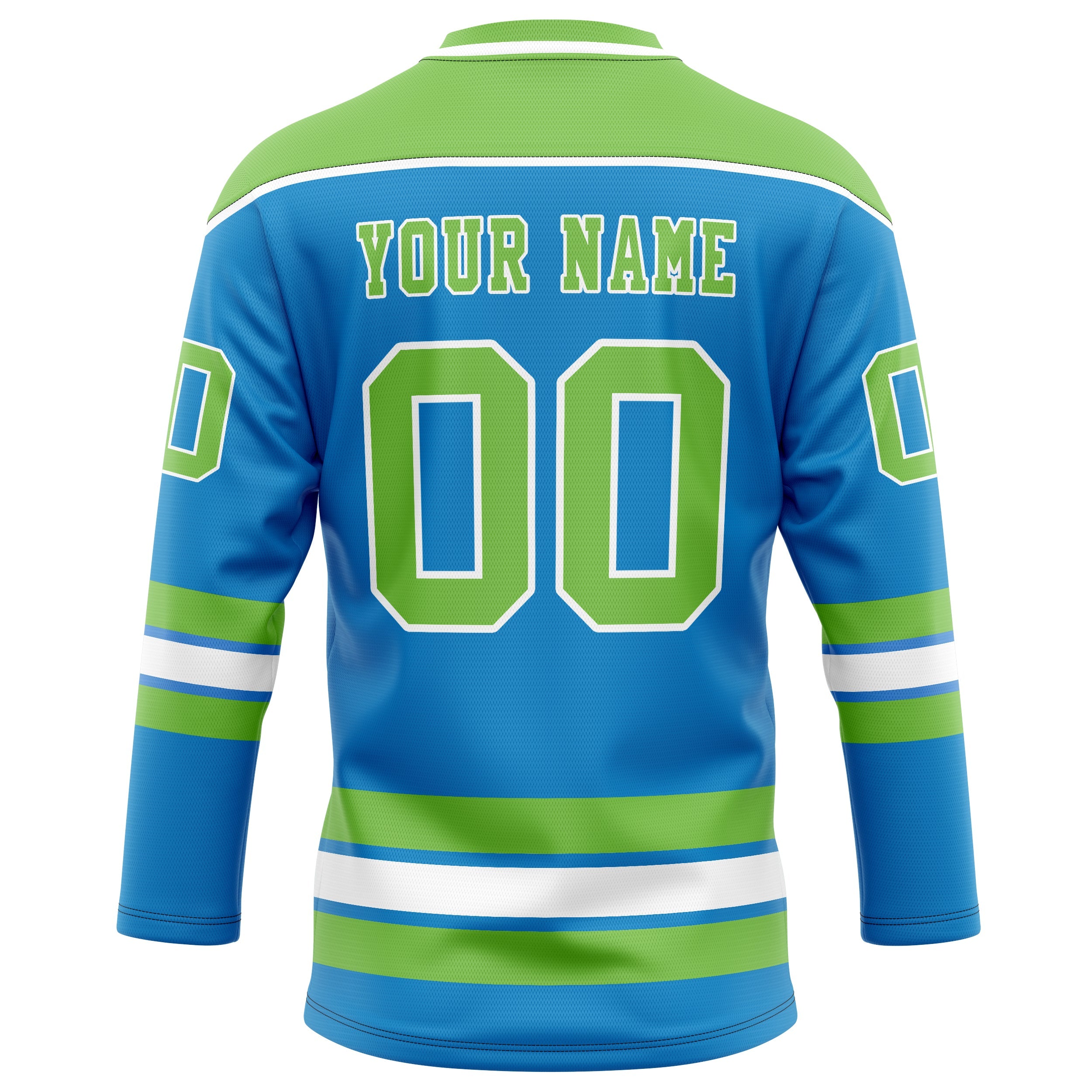 Custom Blue Neon Green Solid Colour Hockey Jersey