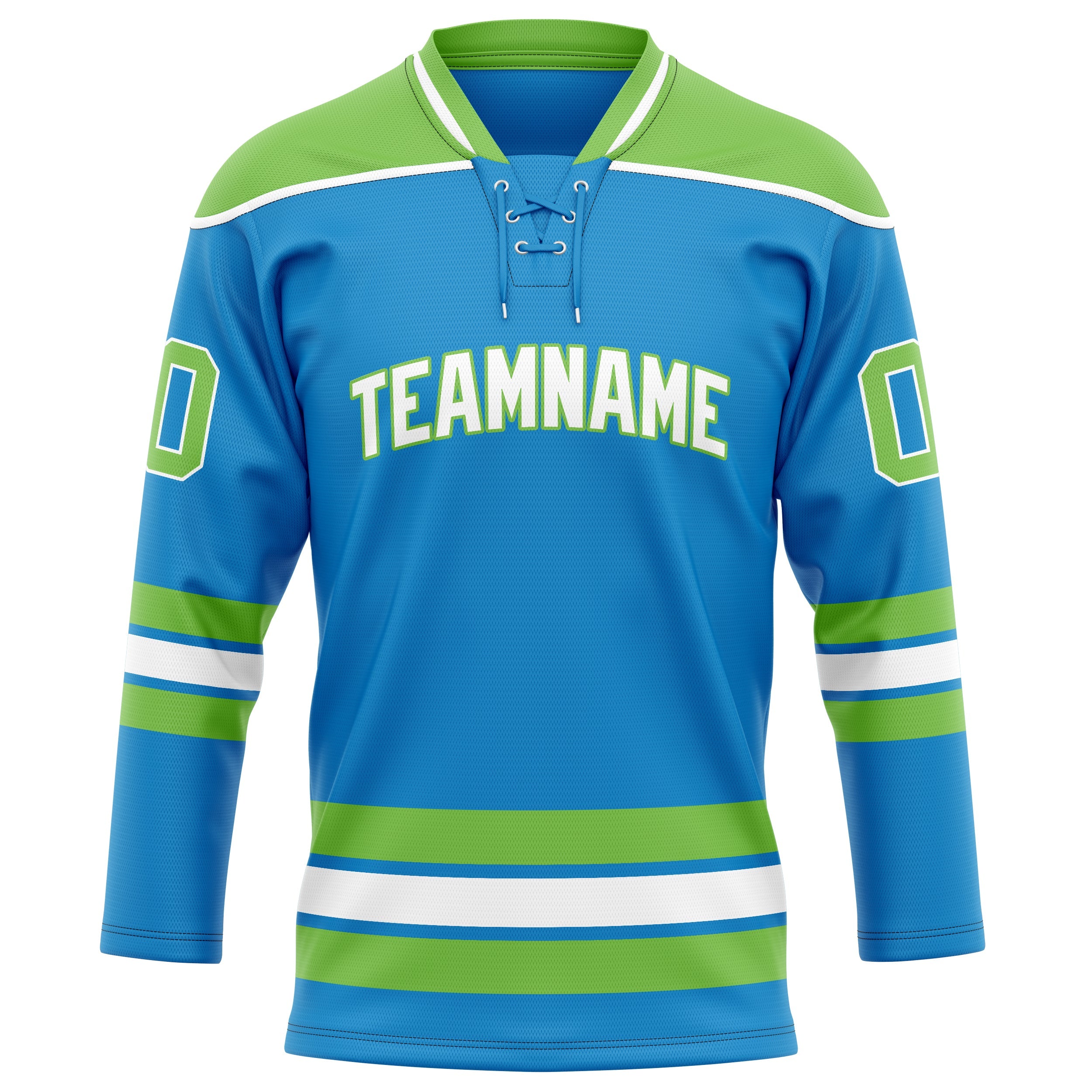 Custom Blue Neon Green Solid Colour Hockey Jersey