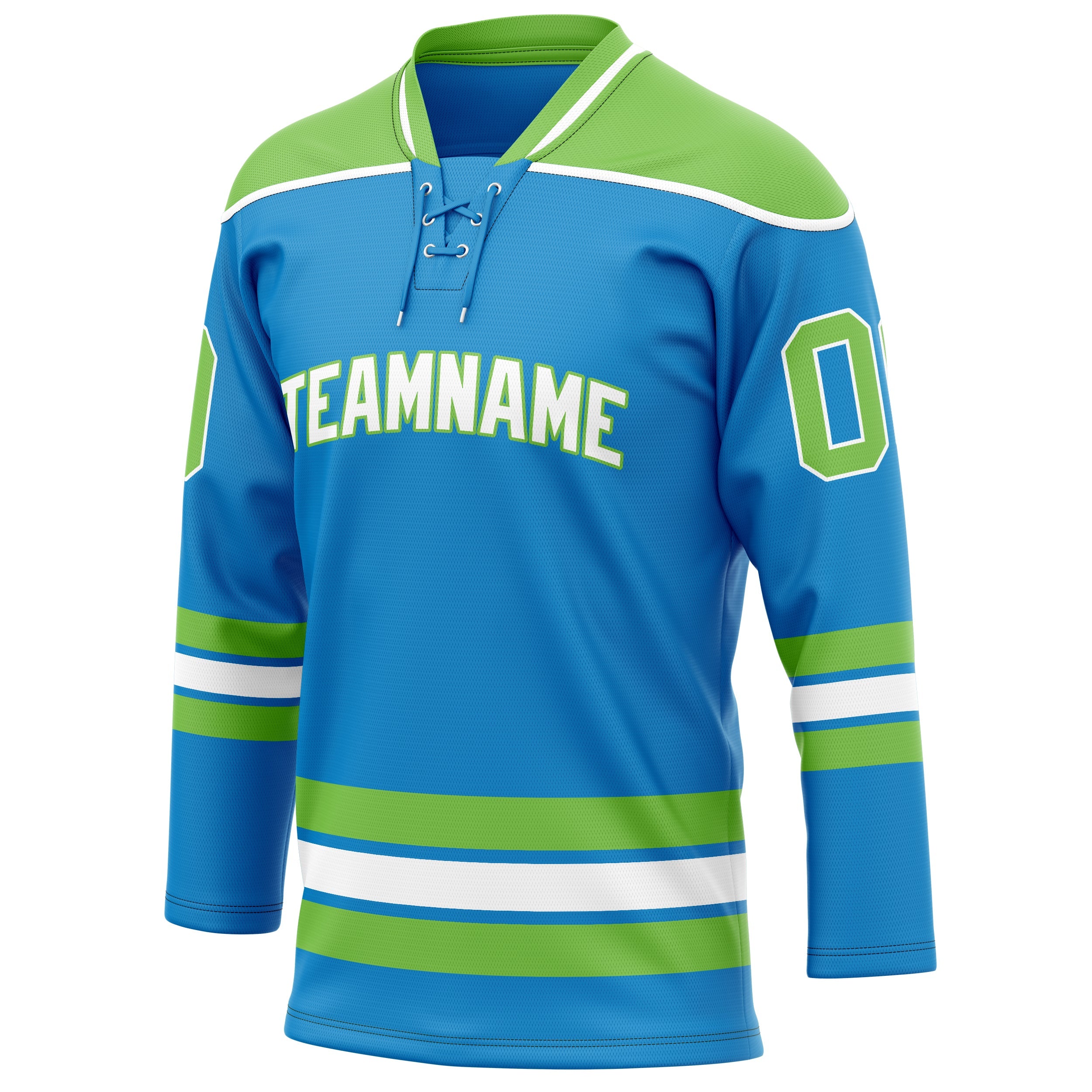 Custom Blue Neon Green Solid Colour Hockey Jersey