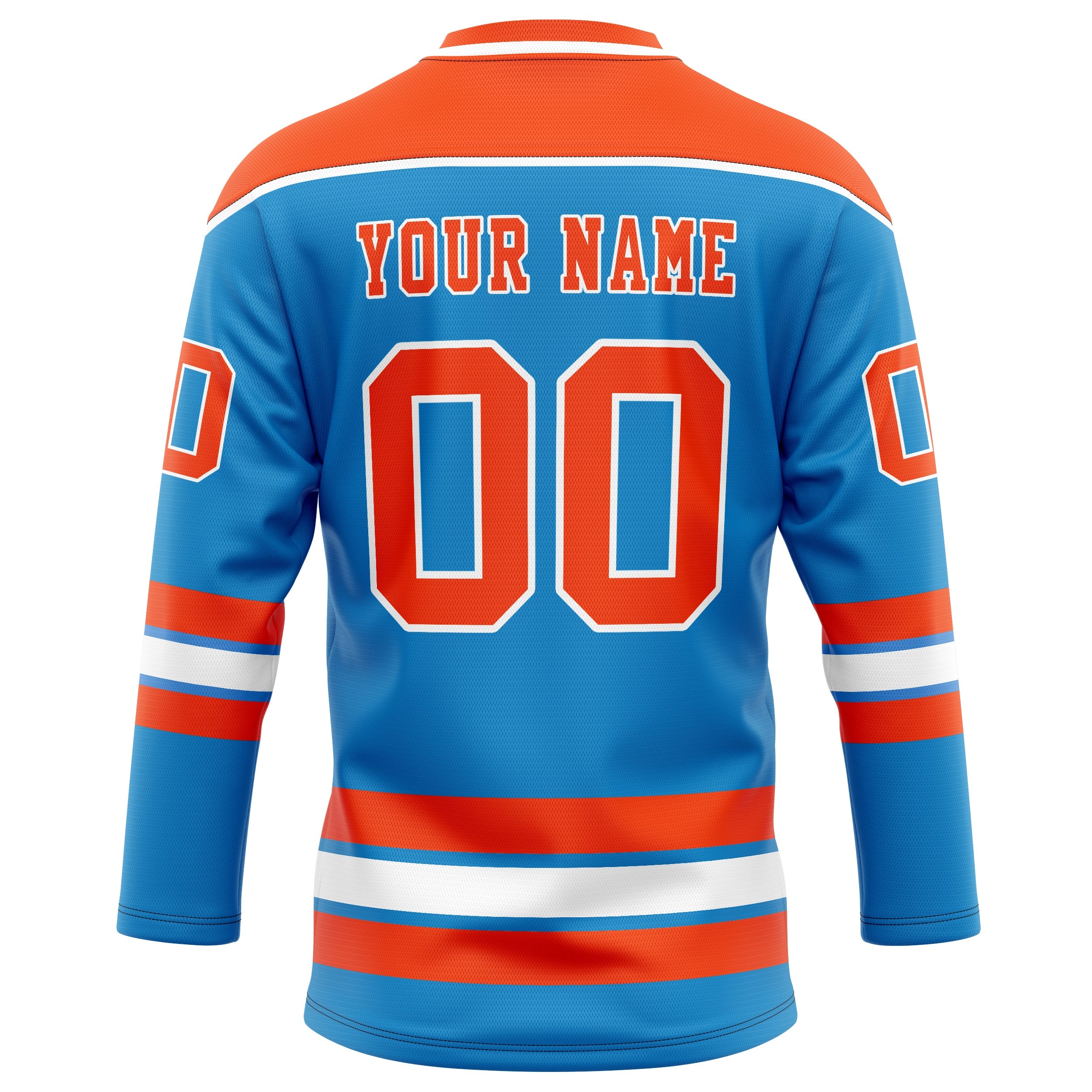 Custom Blue Orange Solid Colour Hockey Jersey