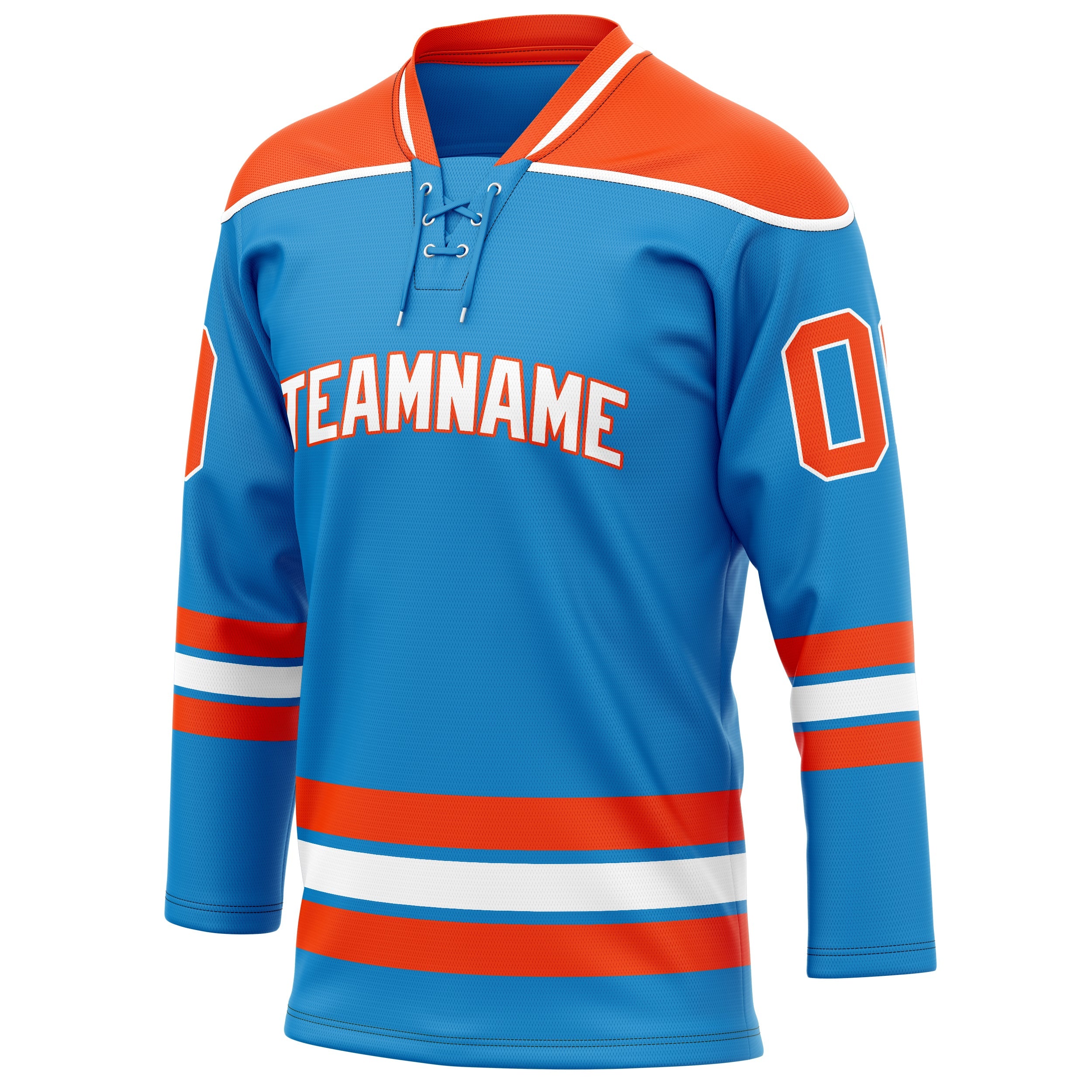 Custom Blue Orange Solid Colour Hockey Jersey