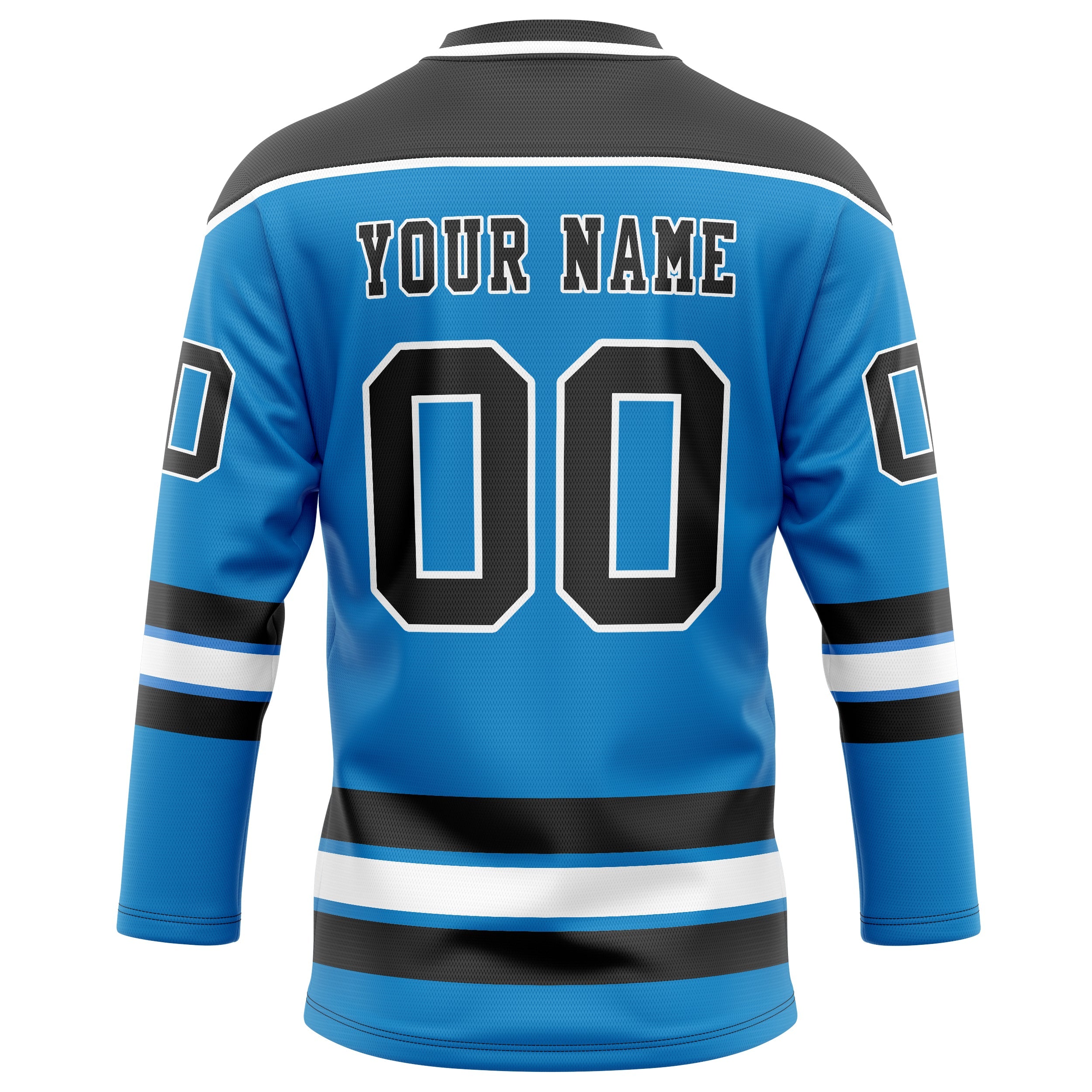 Custom Blue Black Solid Colour Hockey Jersey