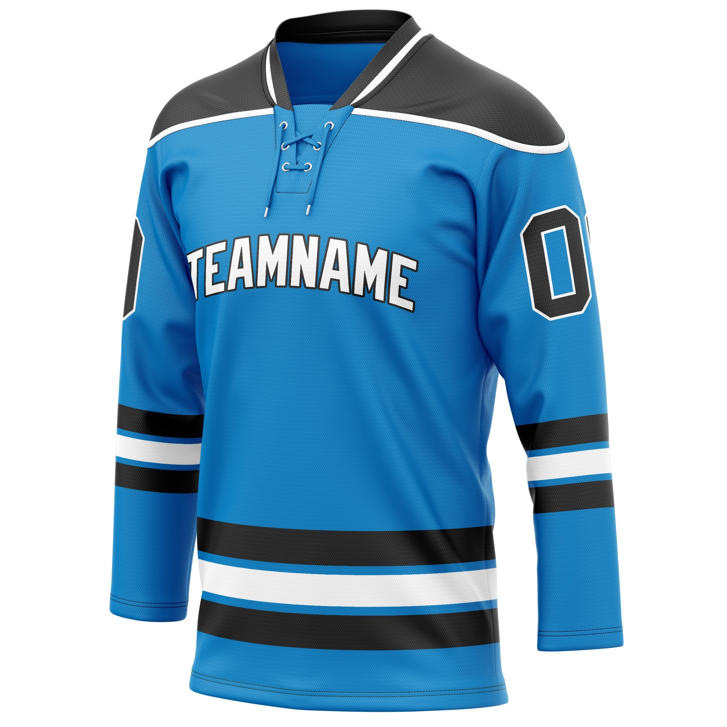 Custom Blue Black Solid Colour Hockey Jersey