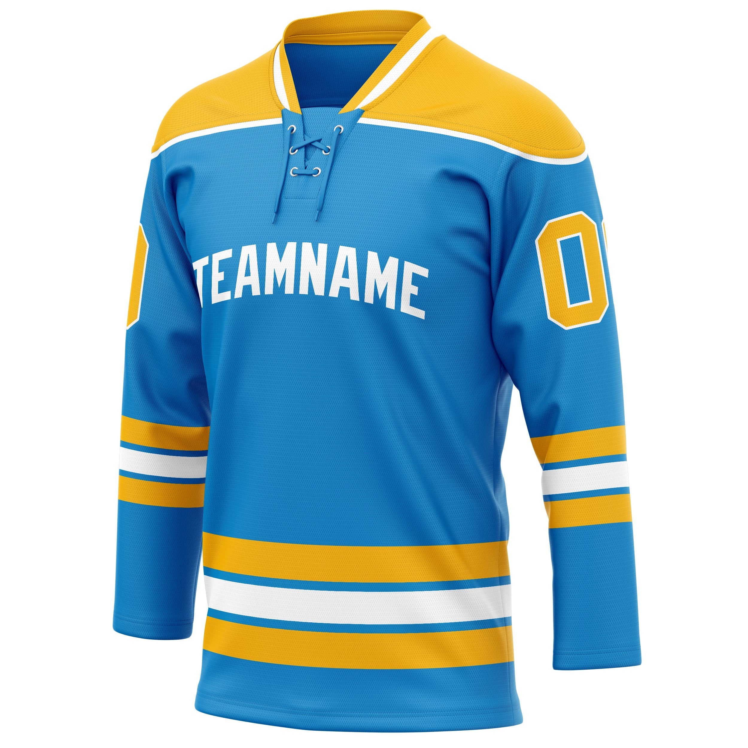 Custom Blue Gold Solid Colour Hockey Jersey