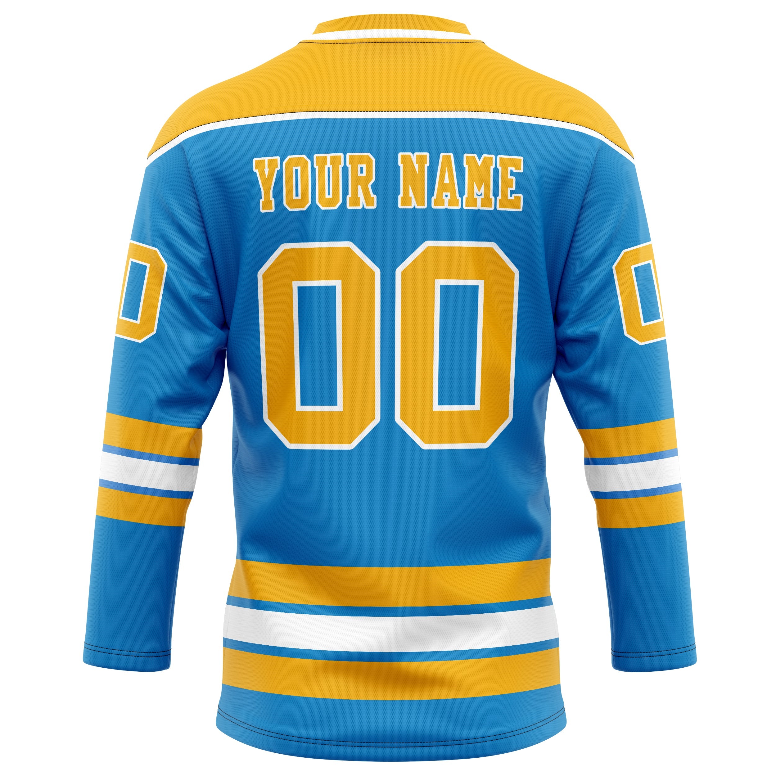 Custom Blue Gold Solid Colour Hockey Jersey
