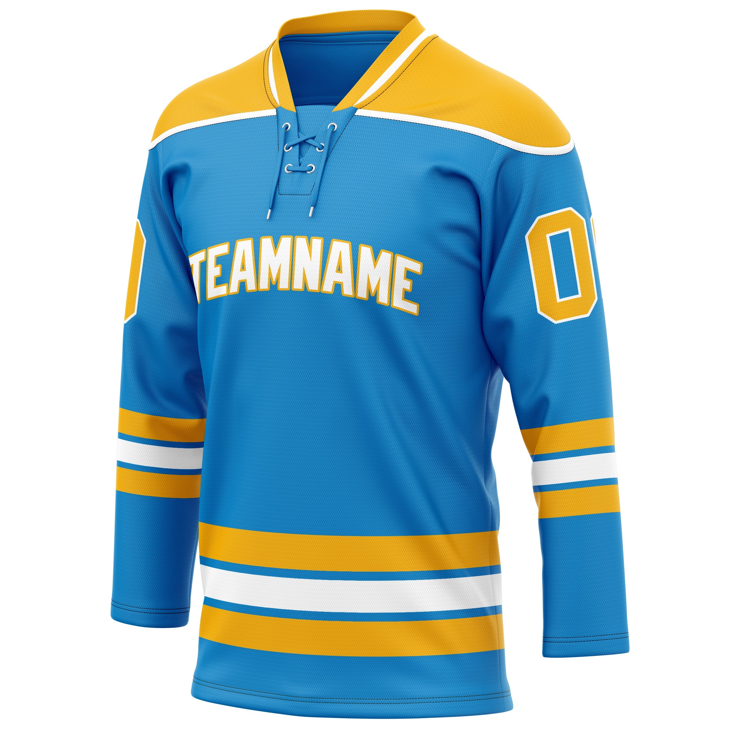 Custom Blue Gold Solid Colour Hockey Jersey
