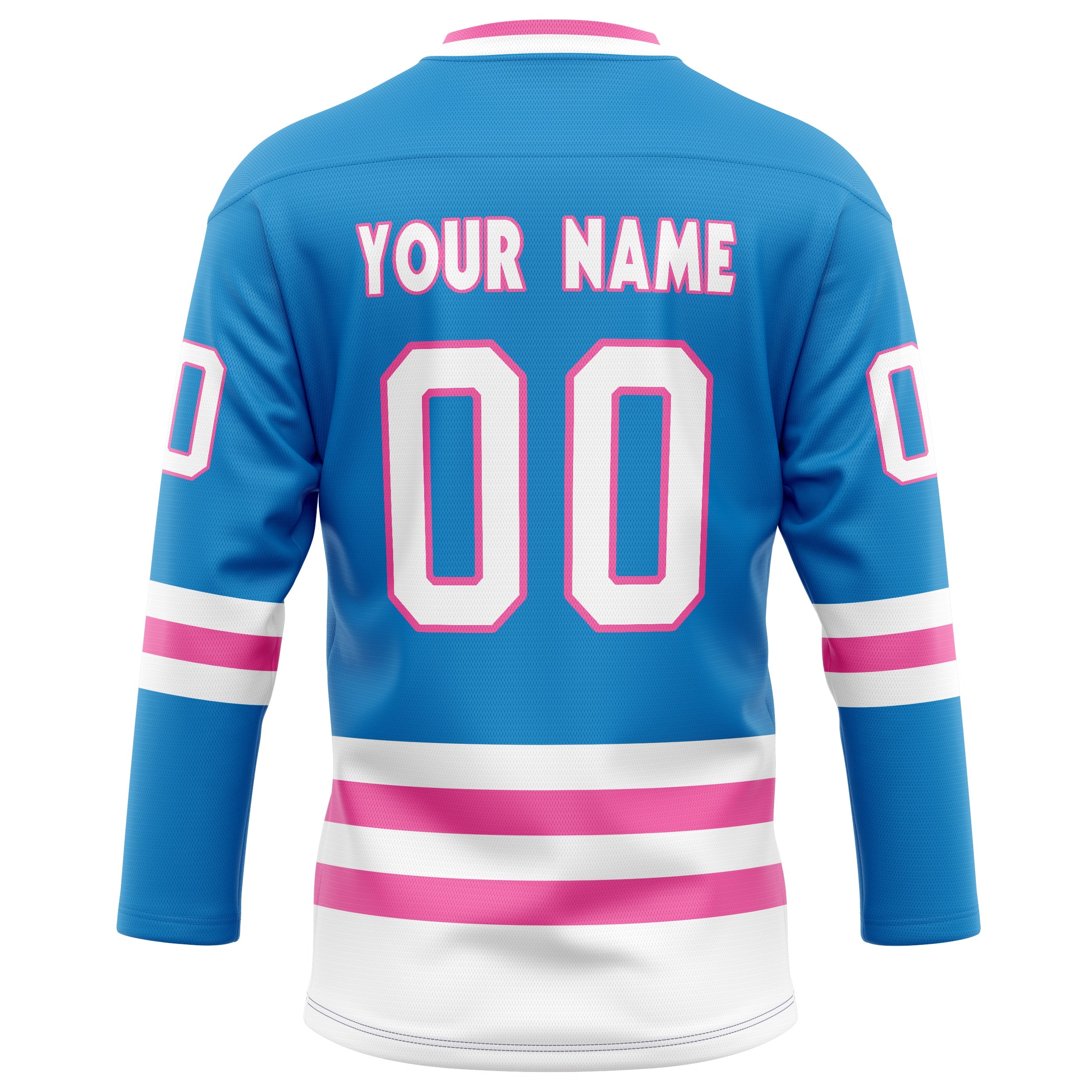 Custom Blue Pink Solid Colour Hockey Jersey