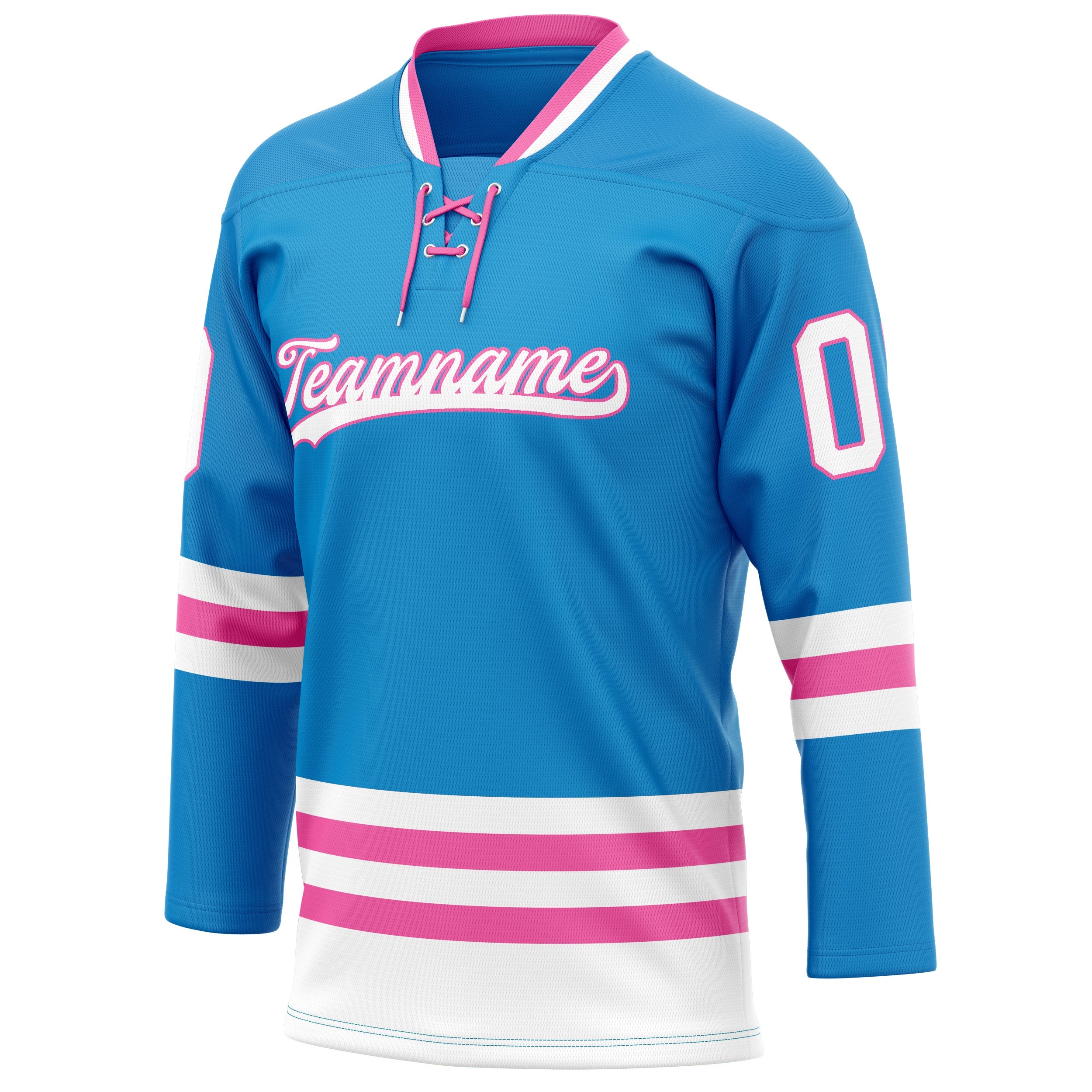 Custom Blue Pink Solid Colour Hockey Jersey