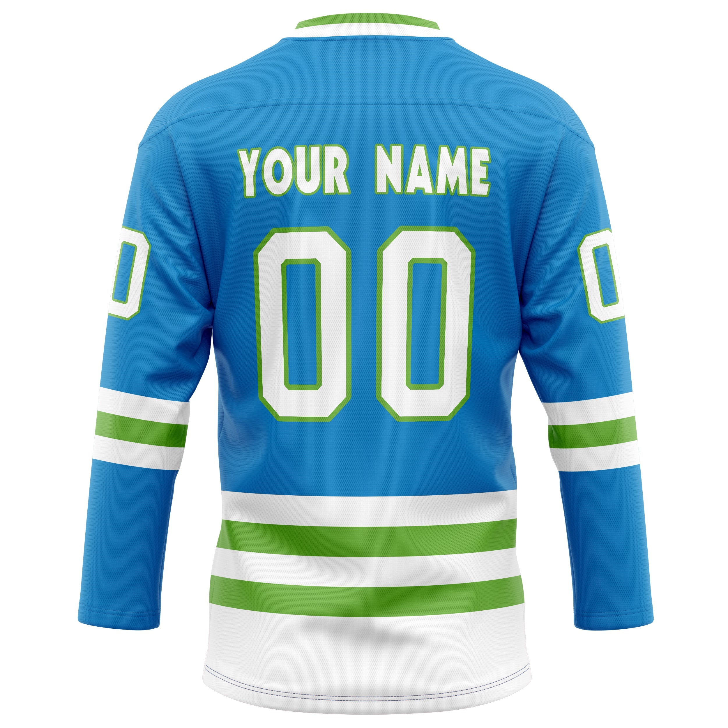 Custom Blue Neon Green Solid Colour Hockey Jersey