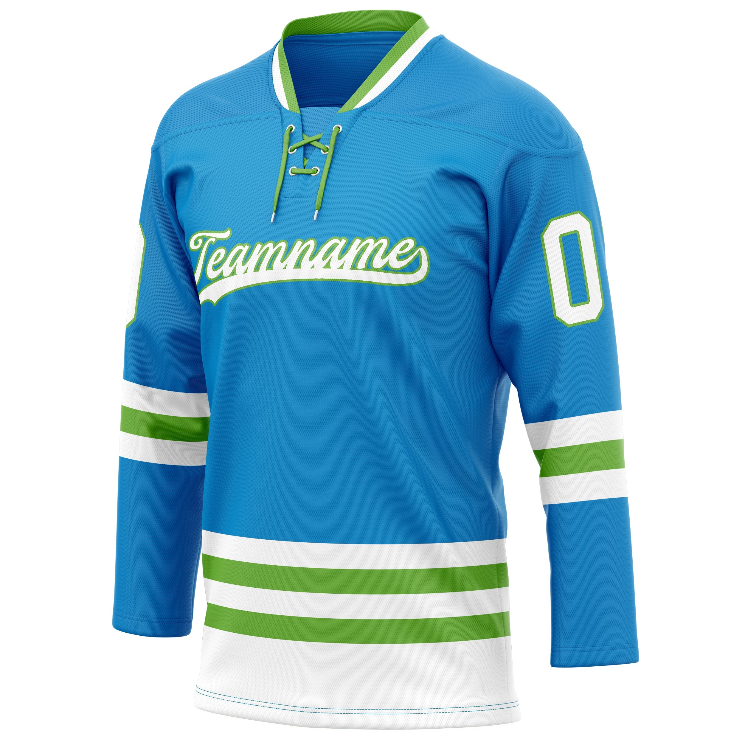 Custom Blue Neon Green Solid Colour Hockey Jersey