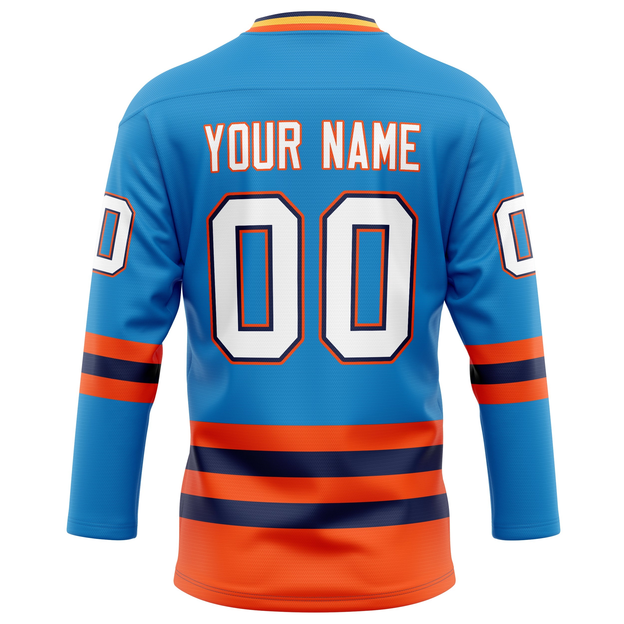 Custom Blue Orange Solid Colour Hockey Jersey