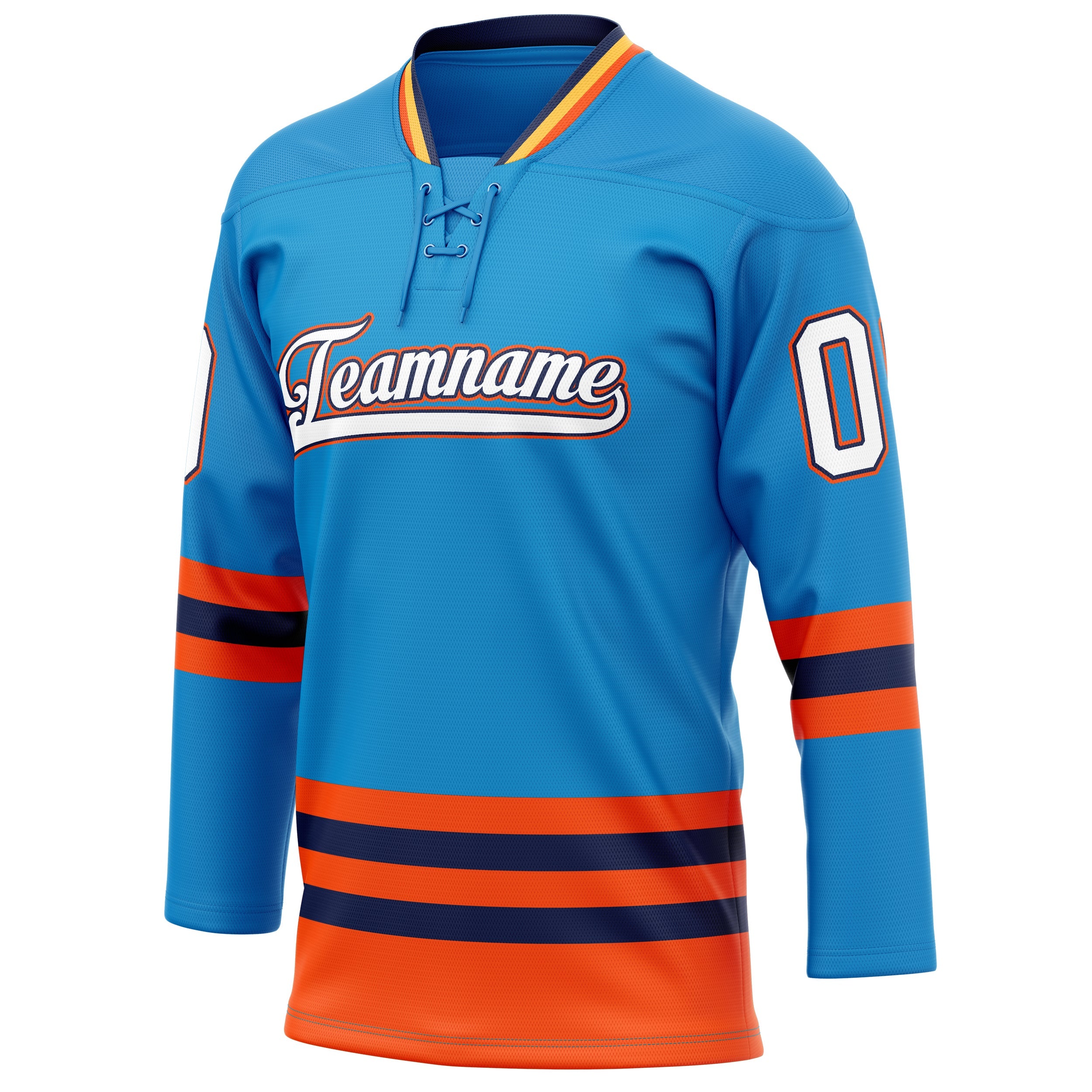 Custom Blue Orange Solid Colour Hockey Jersey