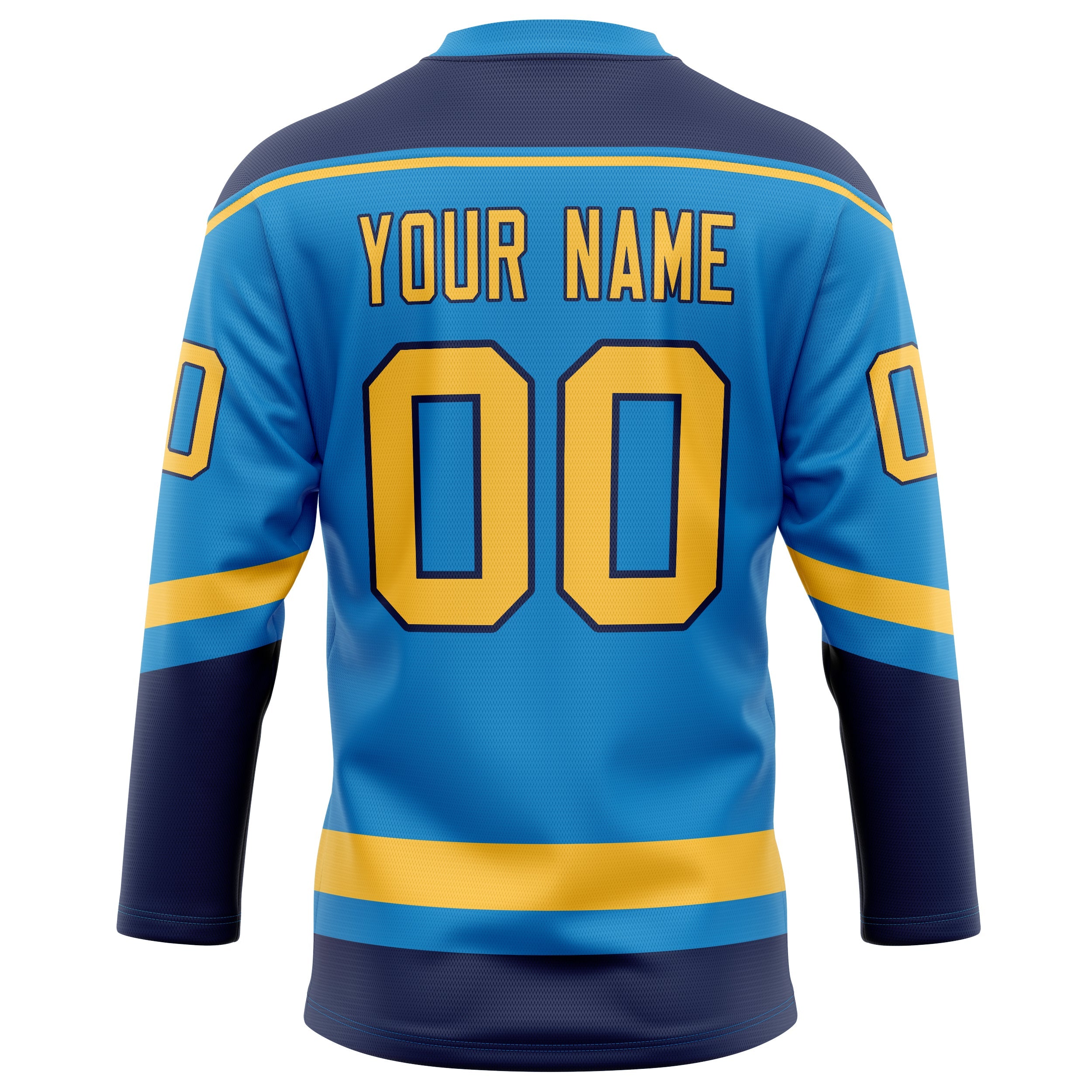 Custom Blue Gold Solid Colour Hockey Jersey