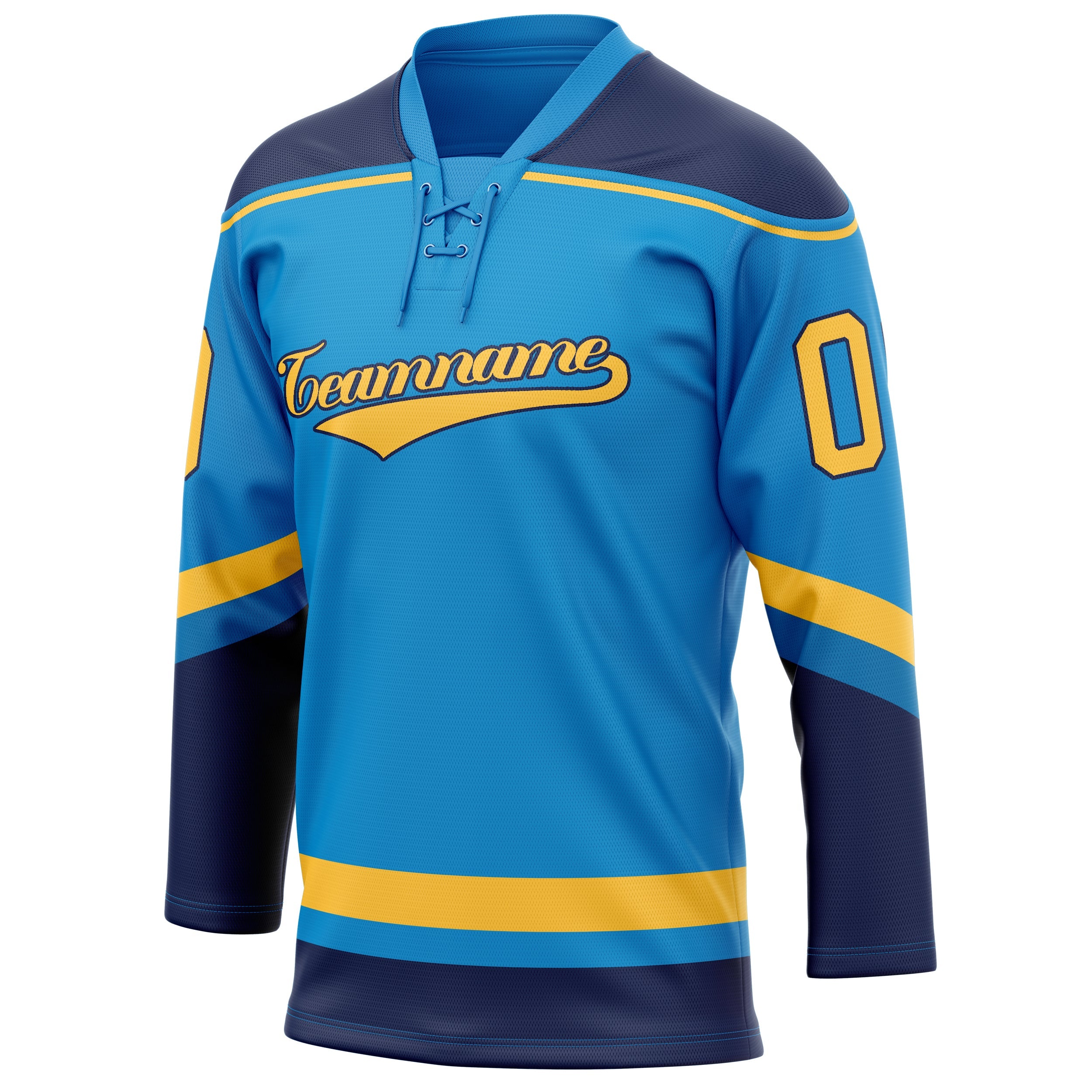 Custom Blue Gold Solid Colour Hockey Jersey