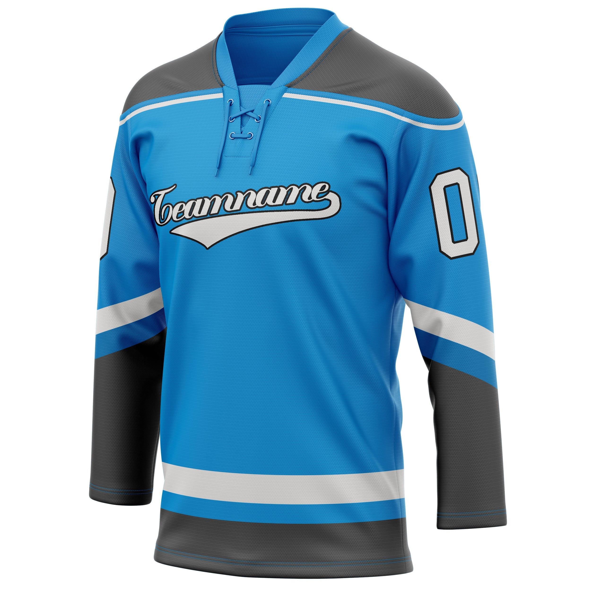 Custom Blue Gray Solid Colour Hockey Jersey