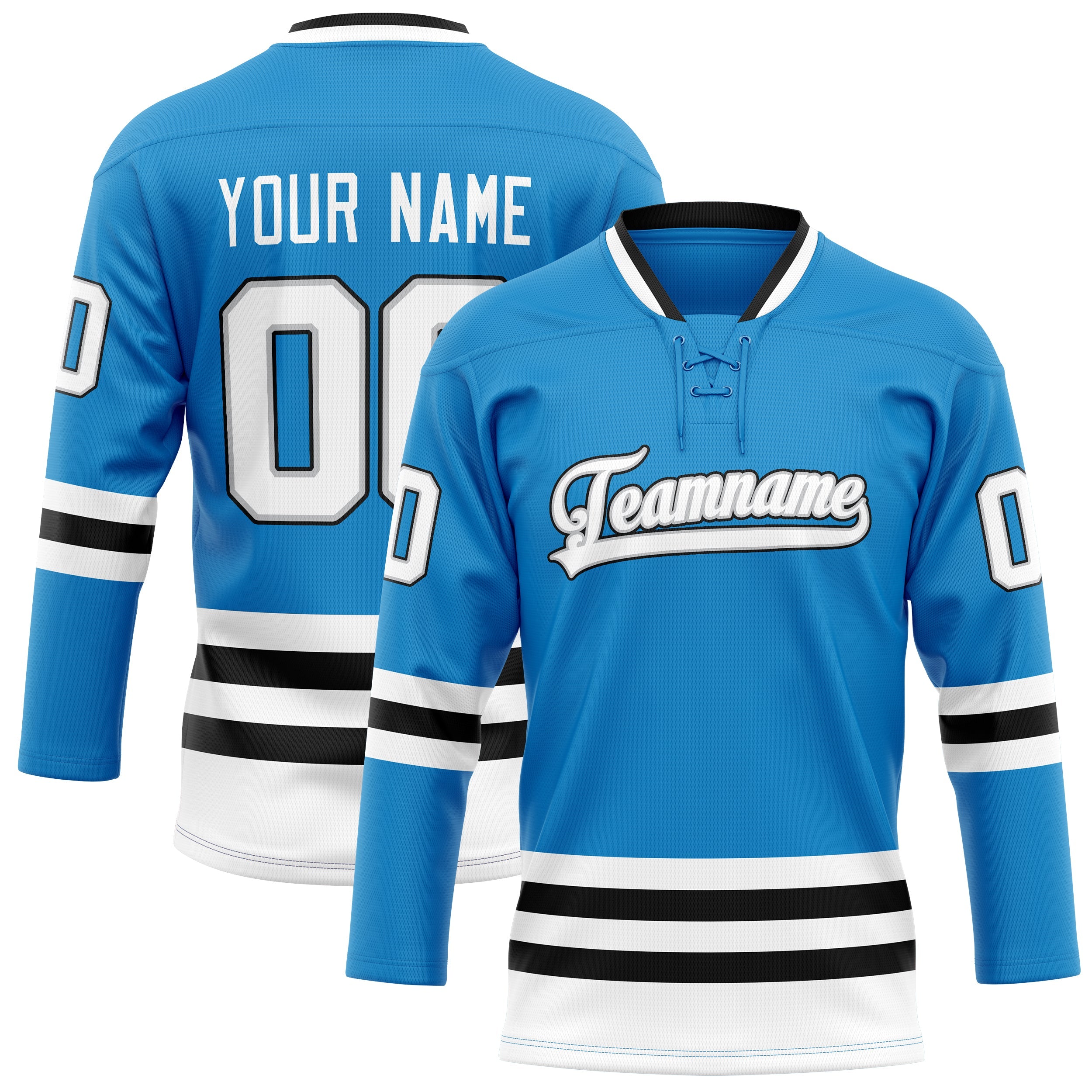 Custom Blue White Solid Colour Hockey Jersey