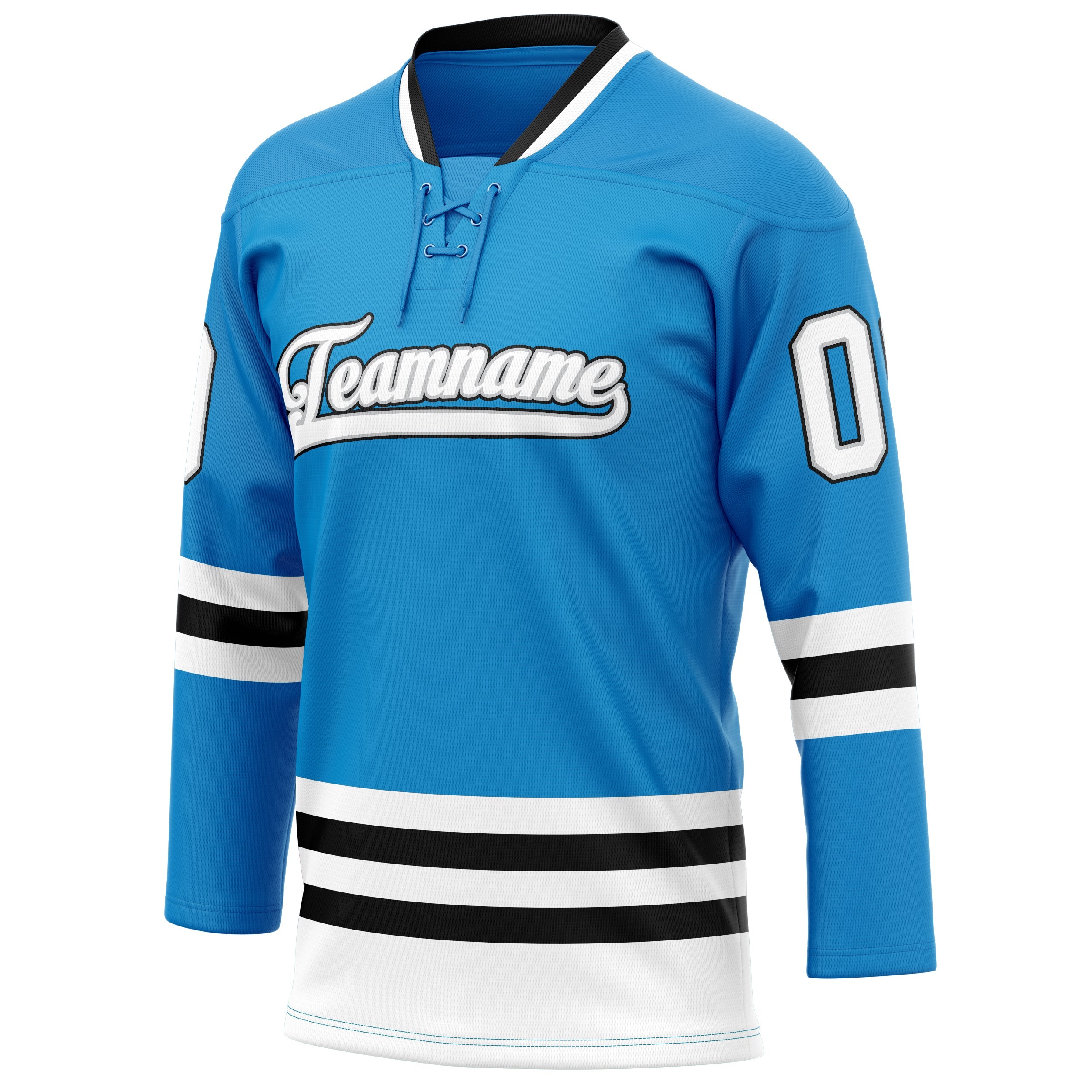 Custom Blue White Solid Colour Hockey Jersey