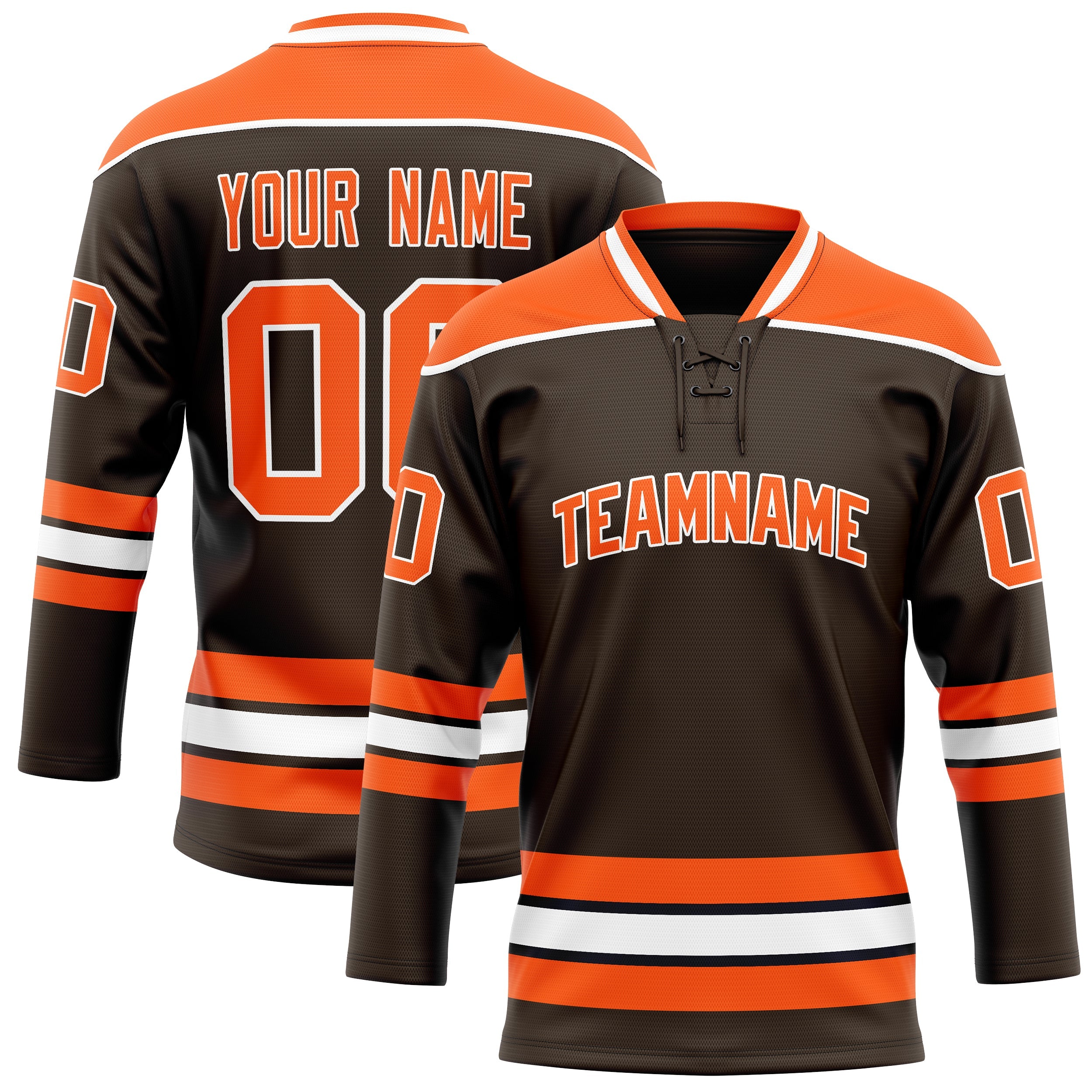 Custom Brown Orange Solid Colour Hockey Jersey
