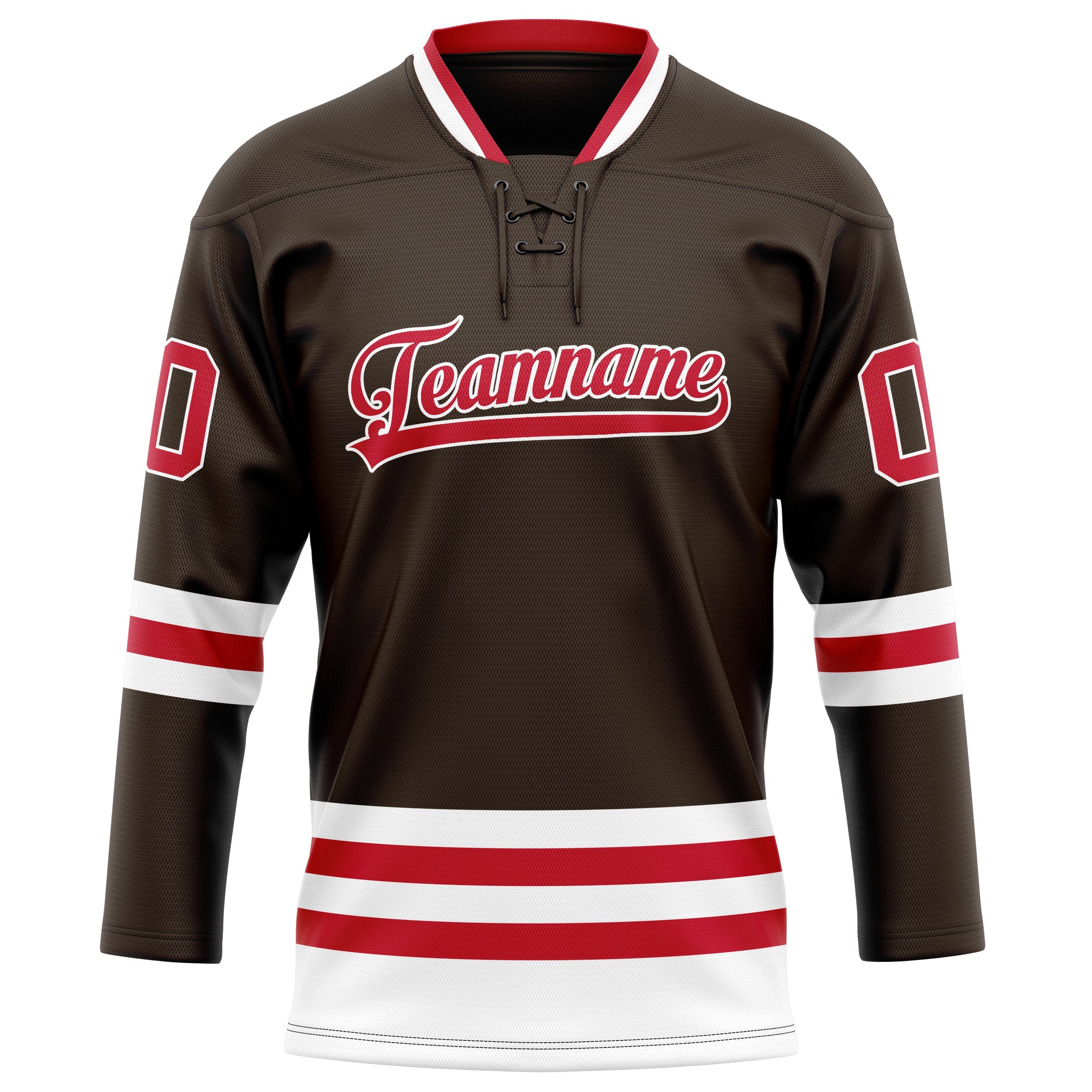 Custom Brown Red Solid Colour Hockey Jersey