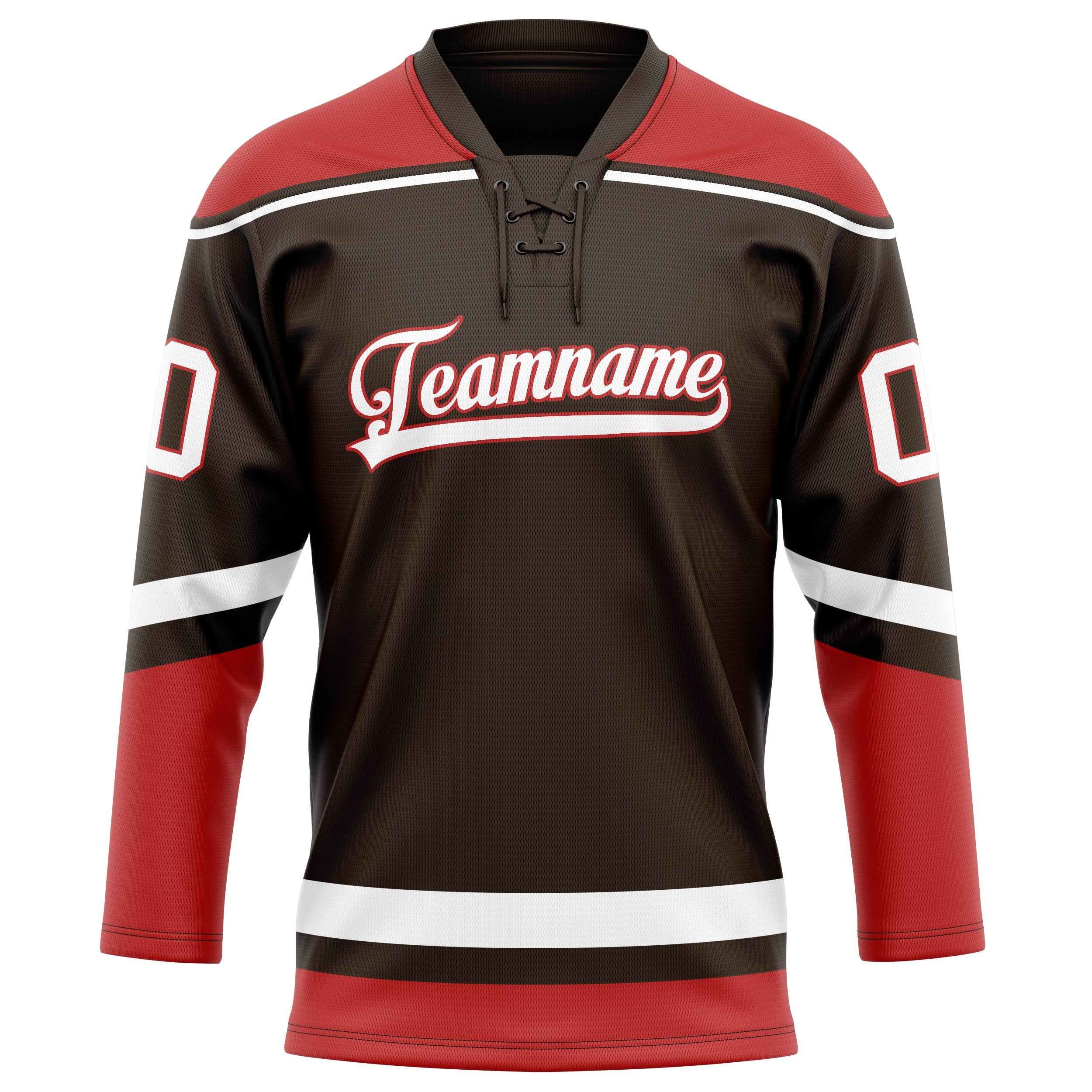 Custom Brown Red Solid Colour Hockey Jersey